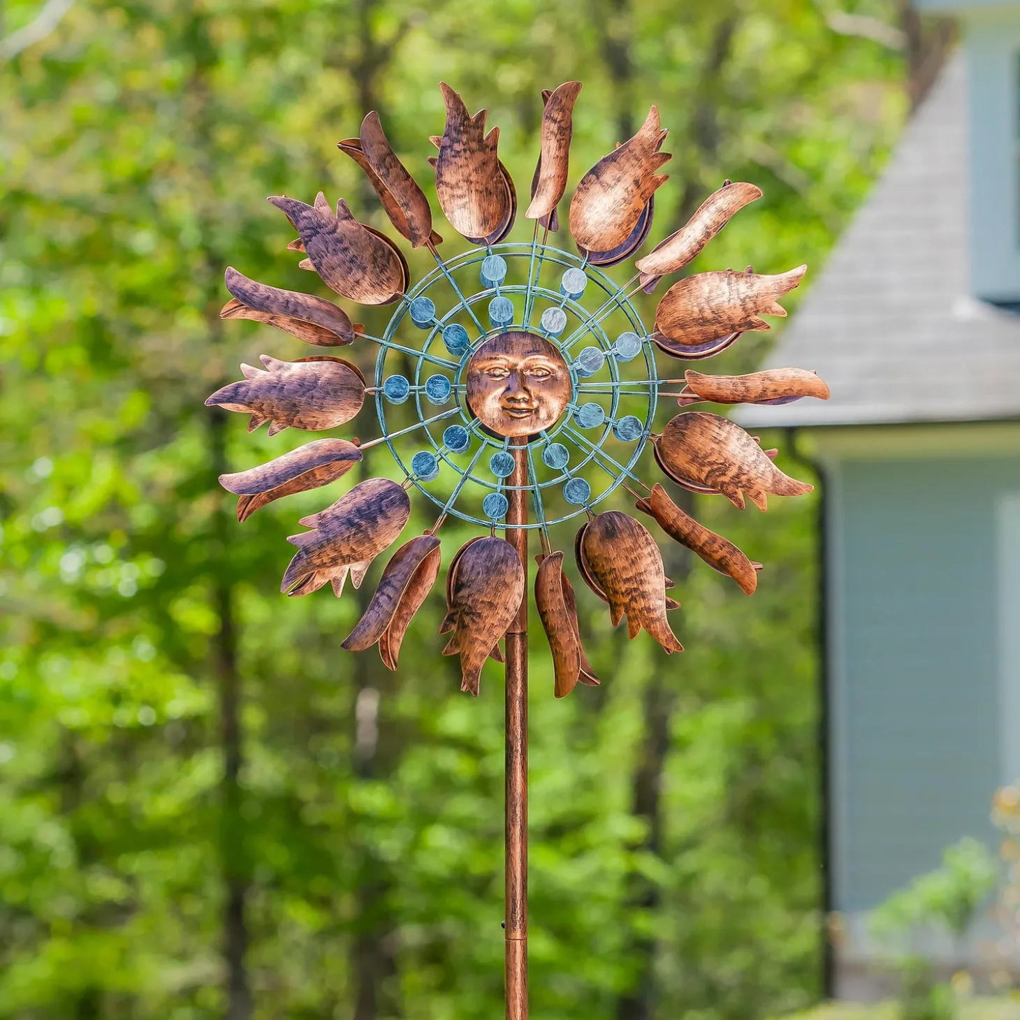 Wind Spinners>Plow & Hearth Metal Wind Spinner, Copper Sun, 75"H