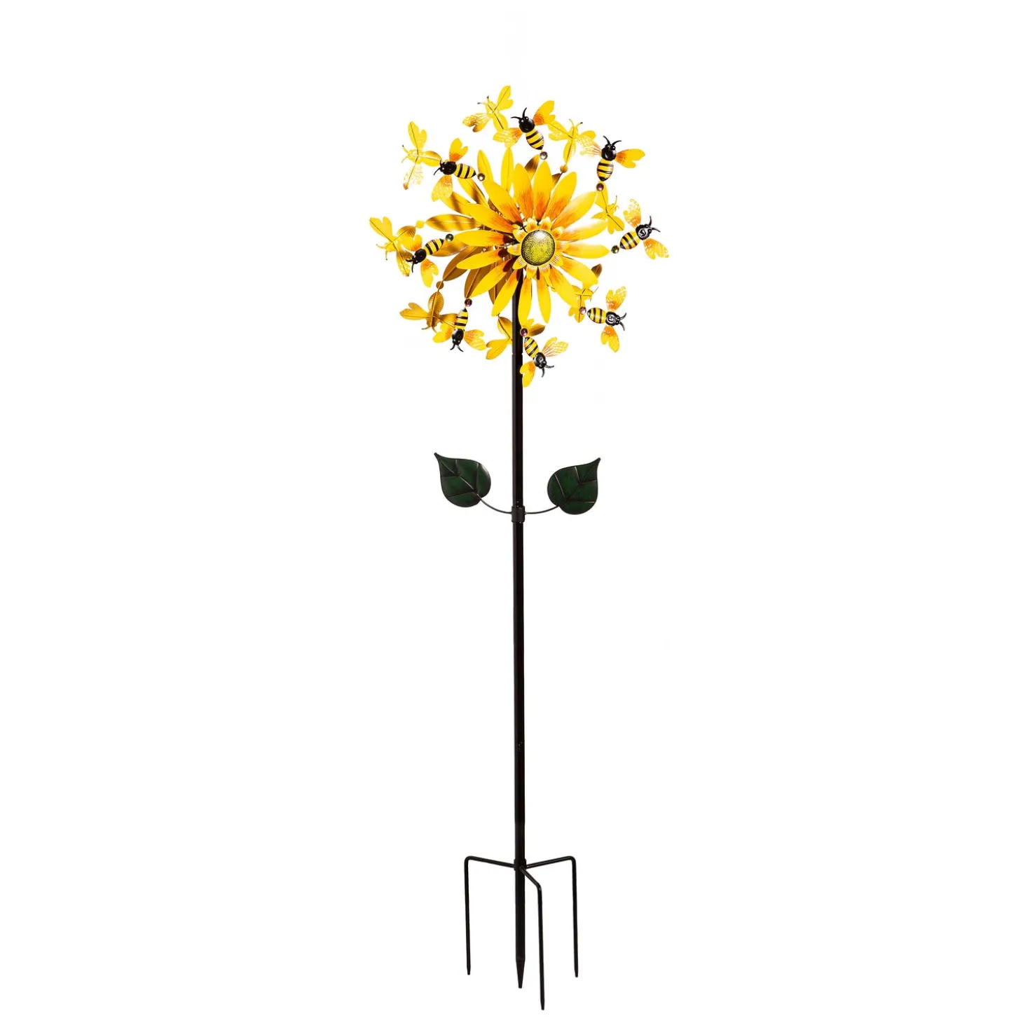 Wind Spinners>Plow & Hearth Metal Wind Spinner, Sunflower & Bees, 75"H