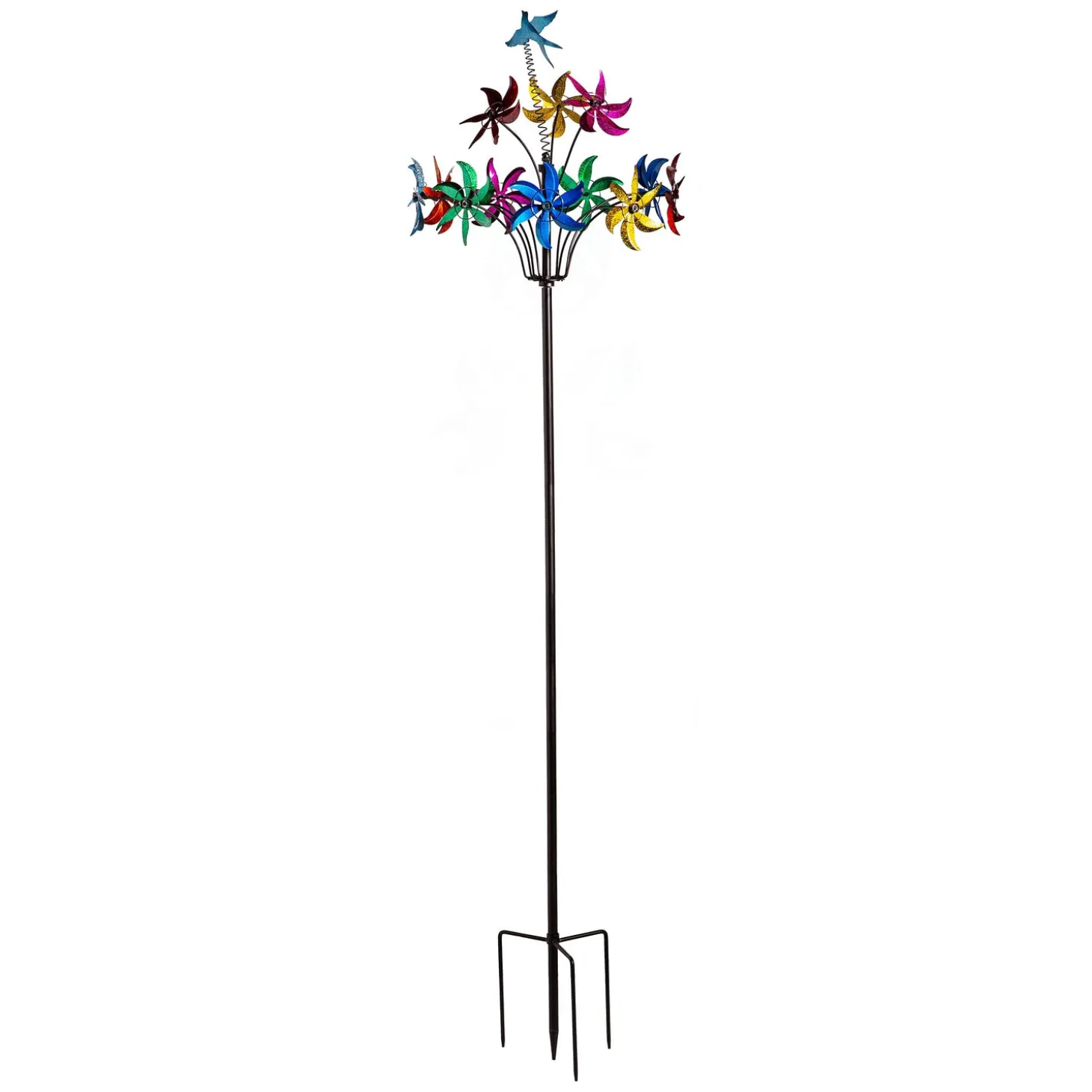 Wind Spinners>Plow & Hearth Metal Wind Spinner, Twirling Colorful Flowers, 91"H