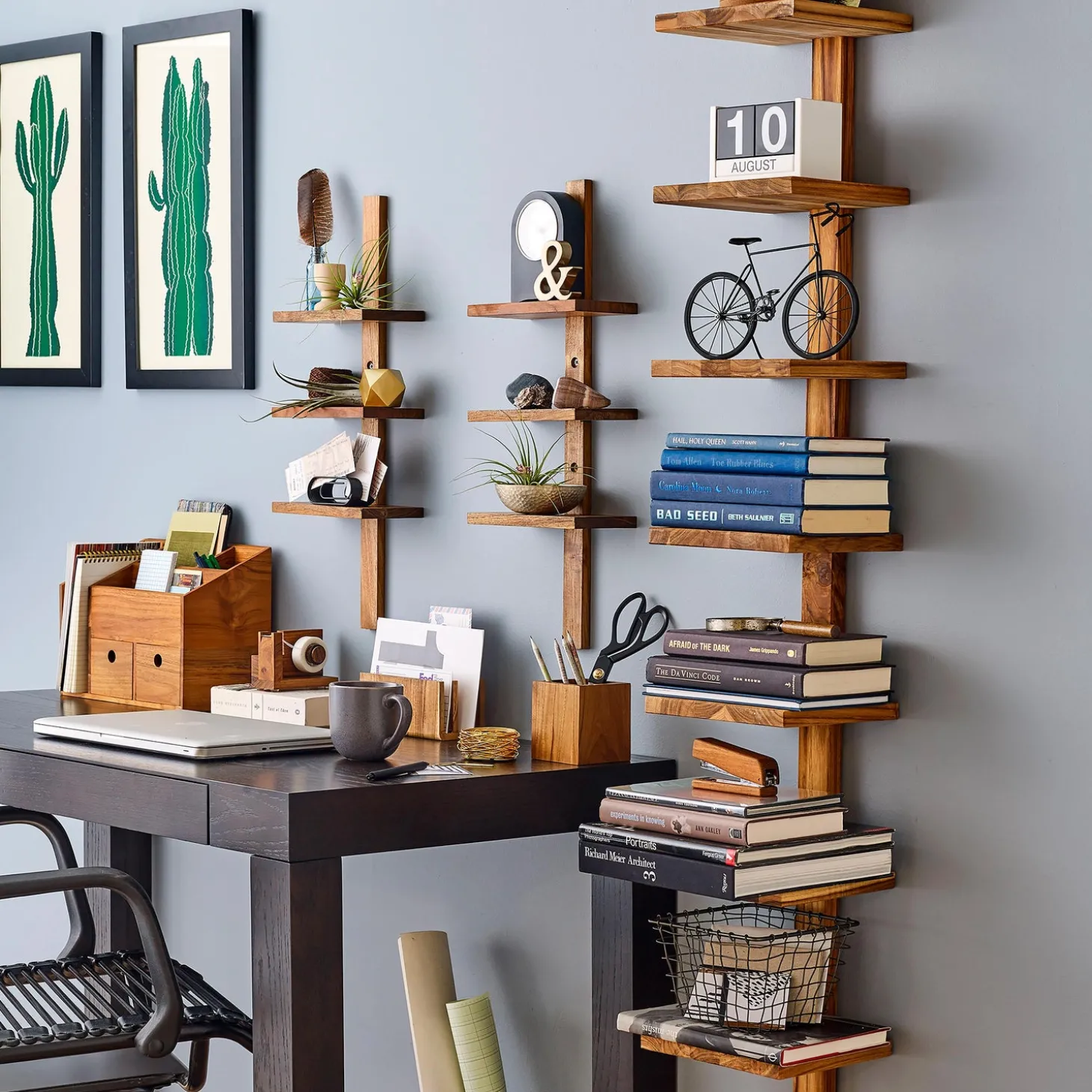 Bookshelves & Wall Shelves>Plow & Hearth Mini Teak Wall Shelf