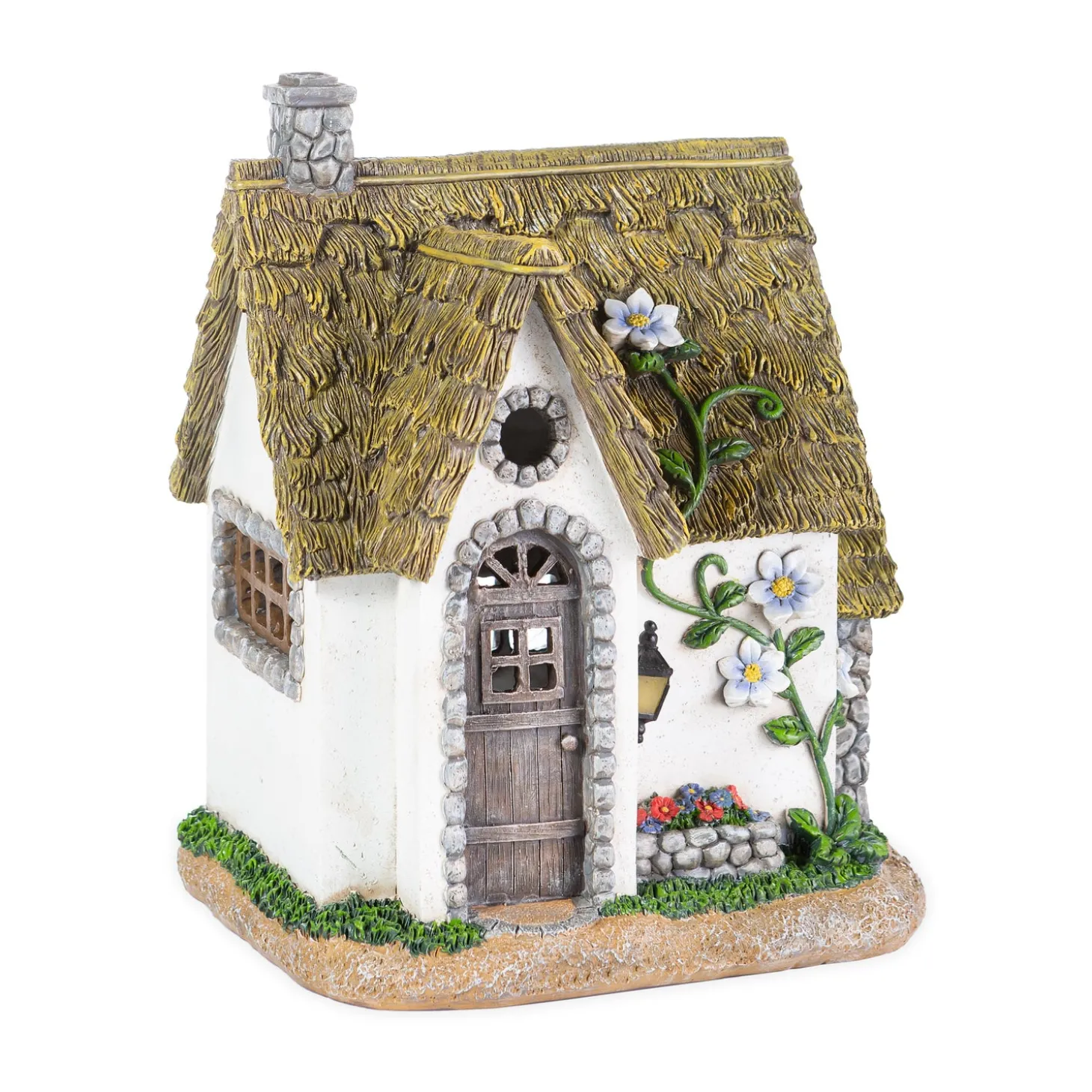 Garden Statues | Solar Accents>Plow & Hearth Miniature Fairy Garden Solar English Stone Cottage