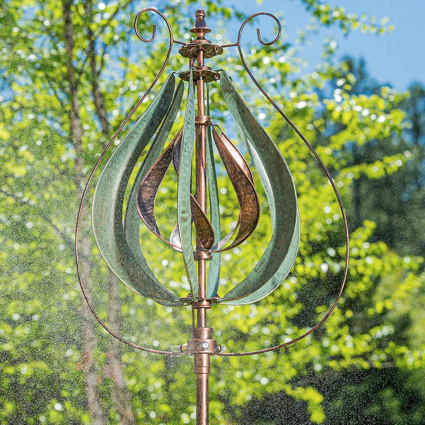 Wind Spinners>Plow & Hearth Misting Tulip Wind Spinner – Copper and Verdigris