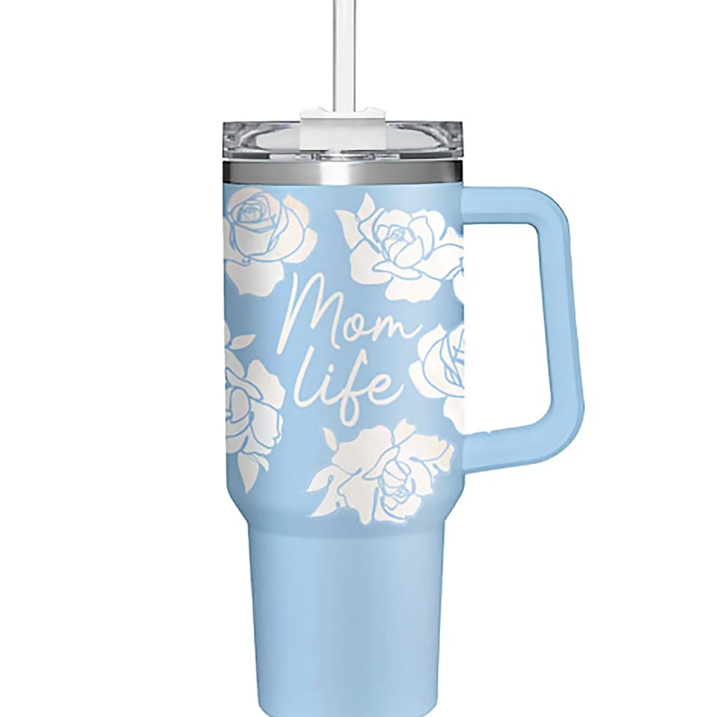 Travel Cups>Plow & Hearth Mom Life Canyon Cup, Double Wall Stainless Steel w/ Straw, 40oz, Gift Box