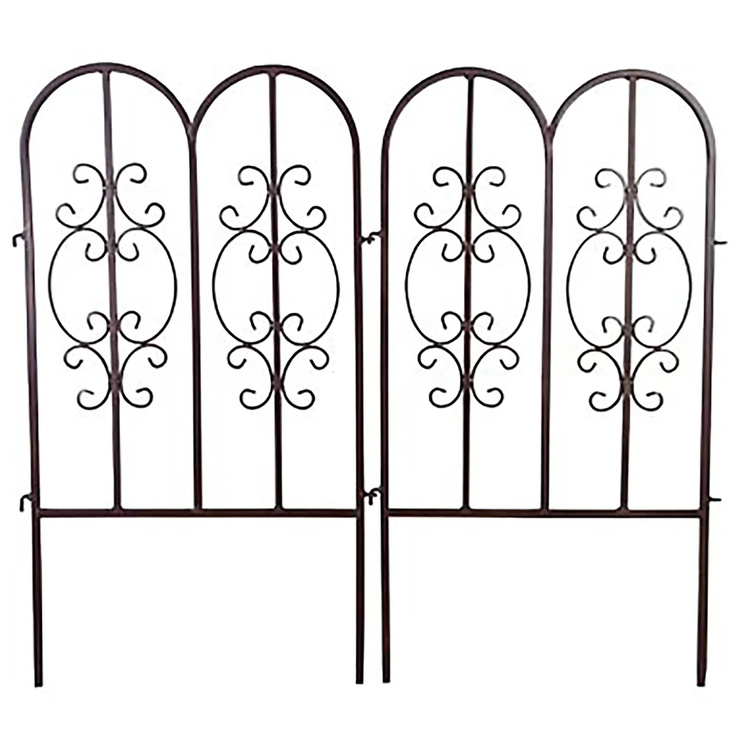 Garden Fencing & Edging>Plow & Hearth Montebello Iron Garden Fencing, Set of 2 Gunmetal