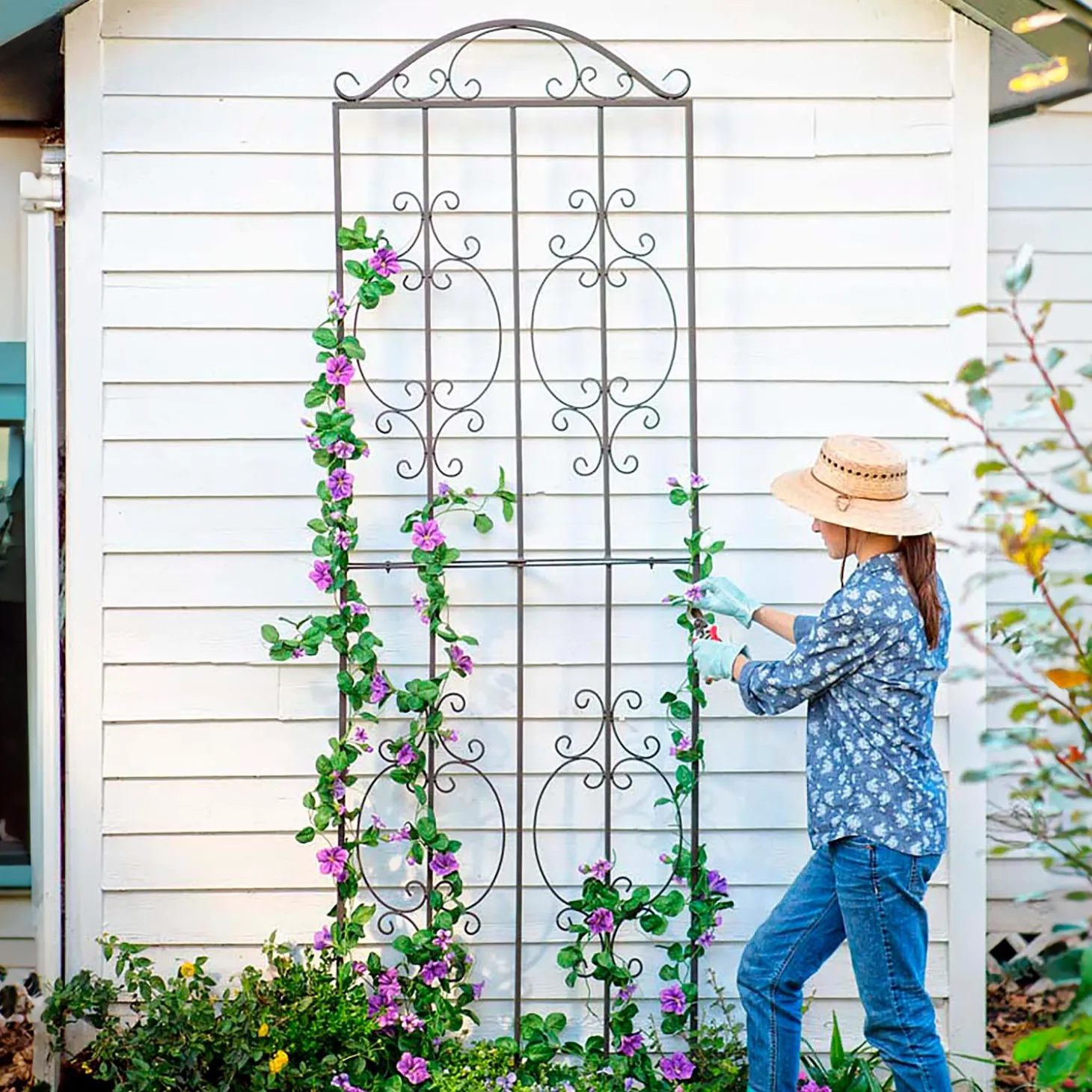 Arbors & Trellises>Plow & Hearth Montebello Metal Tall Garden Trellis