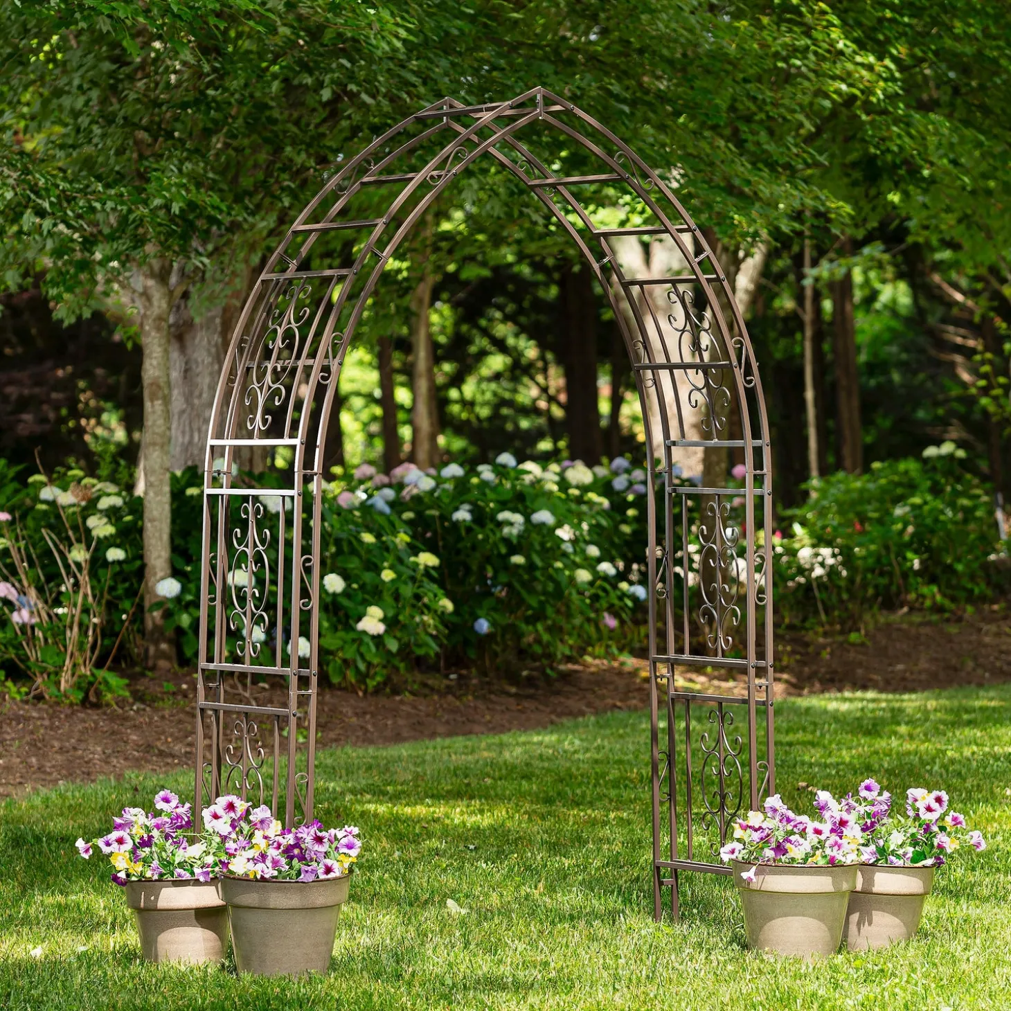 Arbors & Trellises>Plow & Hearth Montebello Metal Triangle Arbor