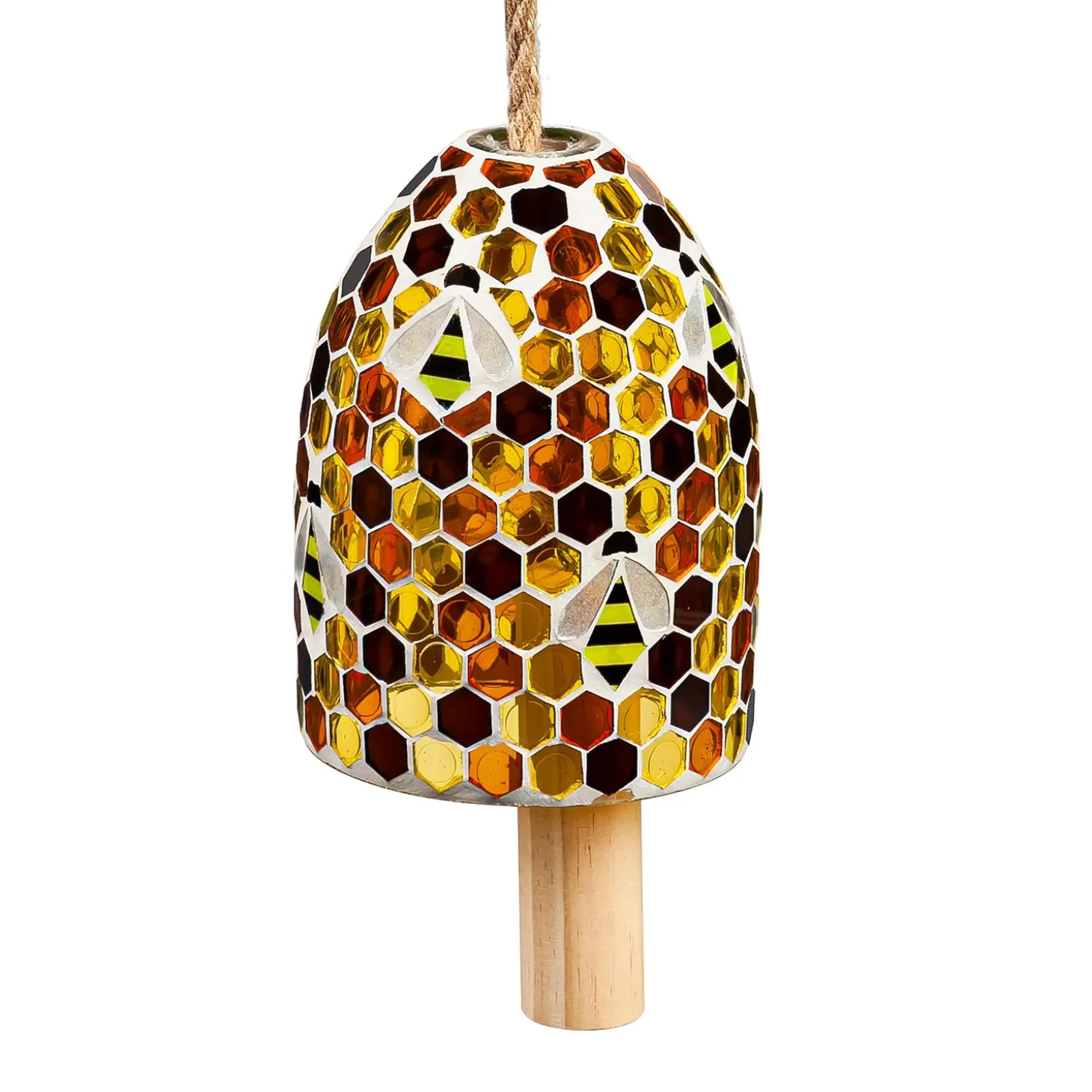 Wind Chimes & Mobiles>Plow & Hearth Mosaic Bell Chime, Bee