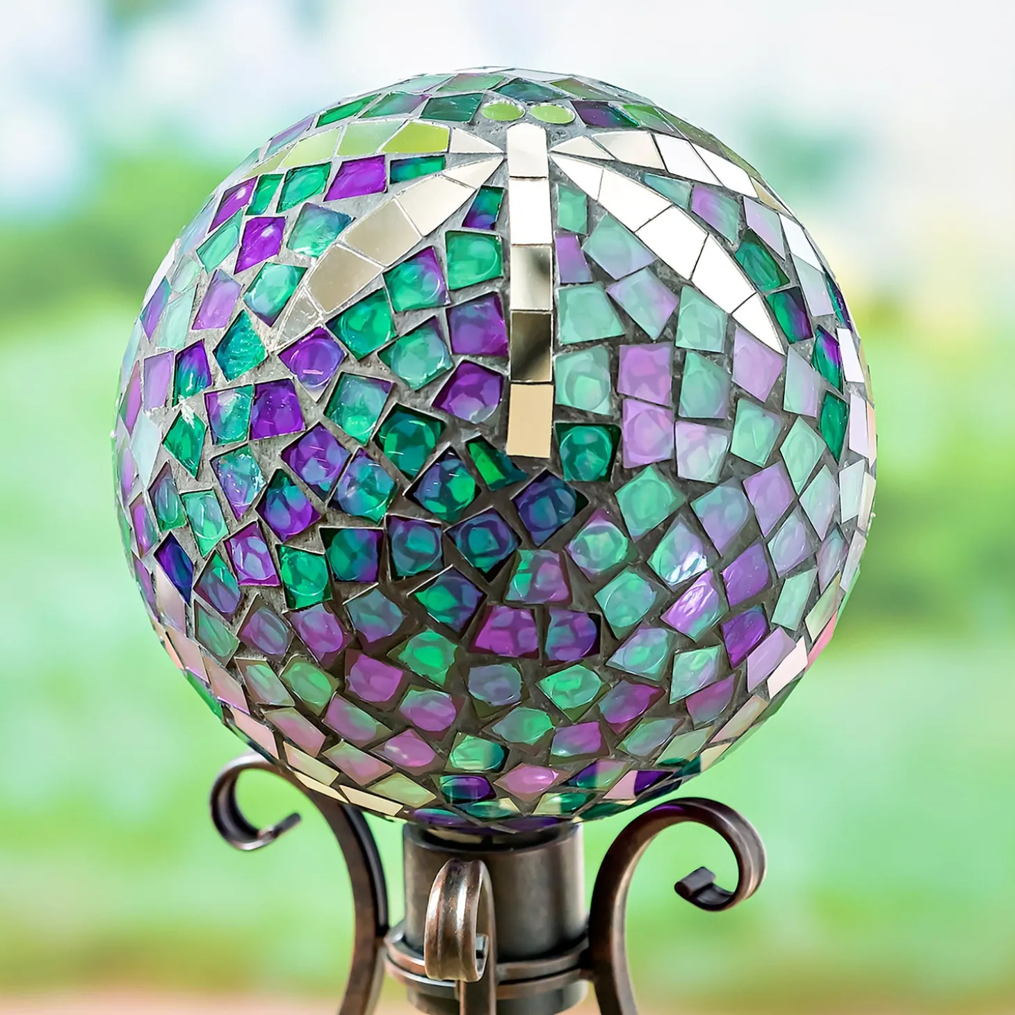 Gazing Balls>Plow & Hearth Mosaic Dragonfly Glass Gazing Ball