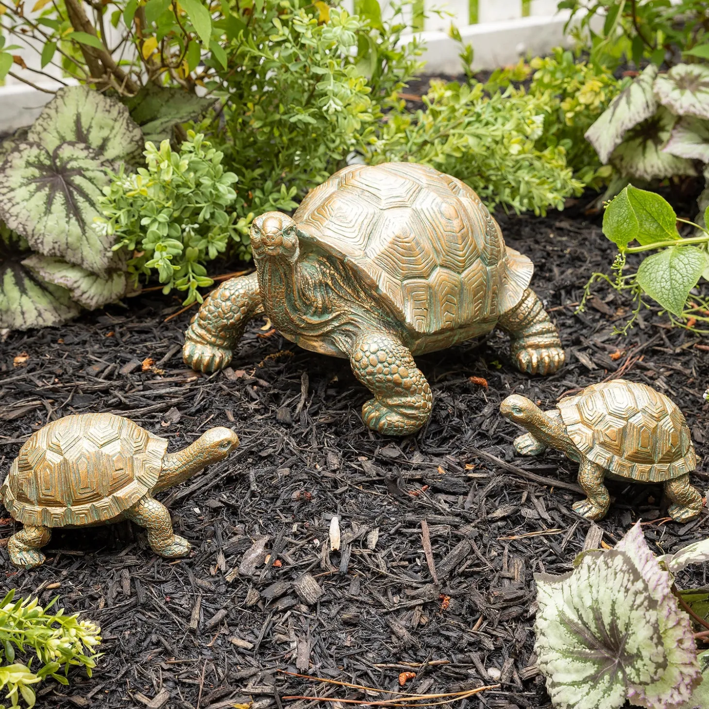 Garden Statues>Plow & Hearth Mother Tortoise with Two Babies Resin Garden Accents