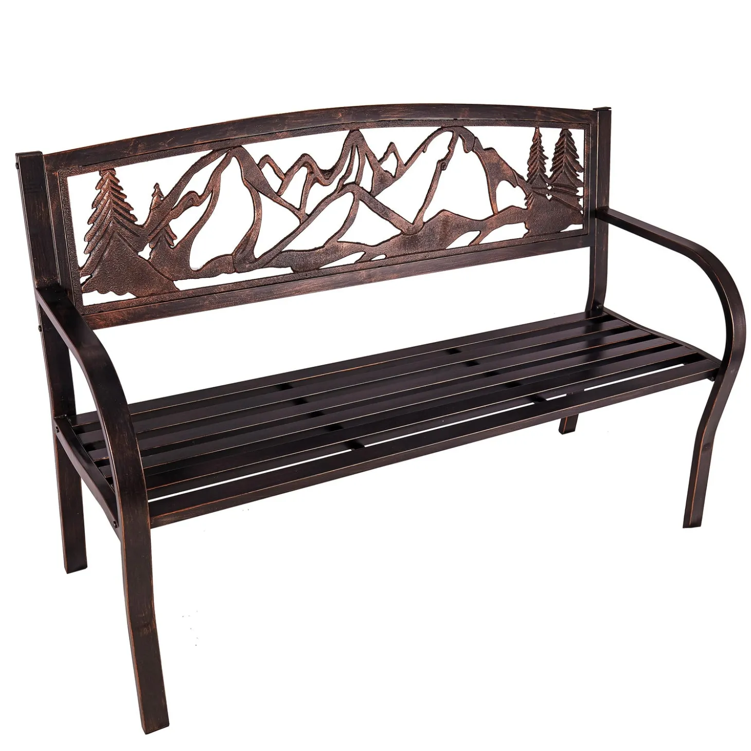 Outdoor Benches>Plow & Hearth Mountain View Metal Garden Bench