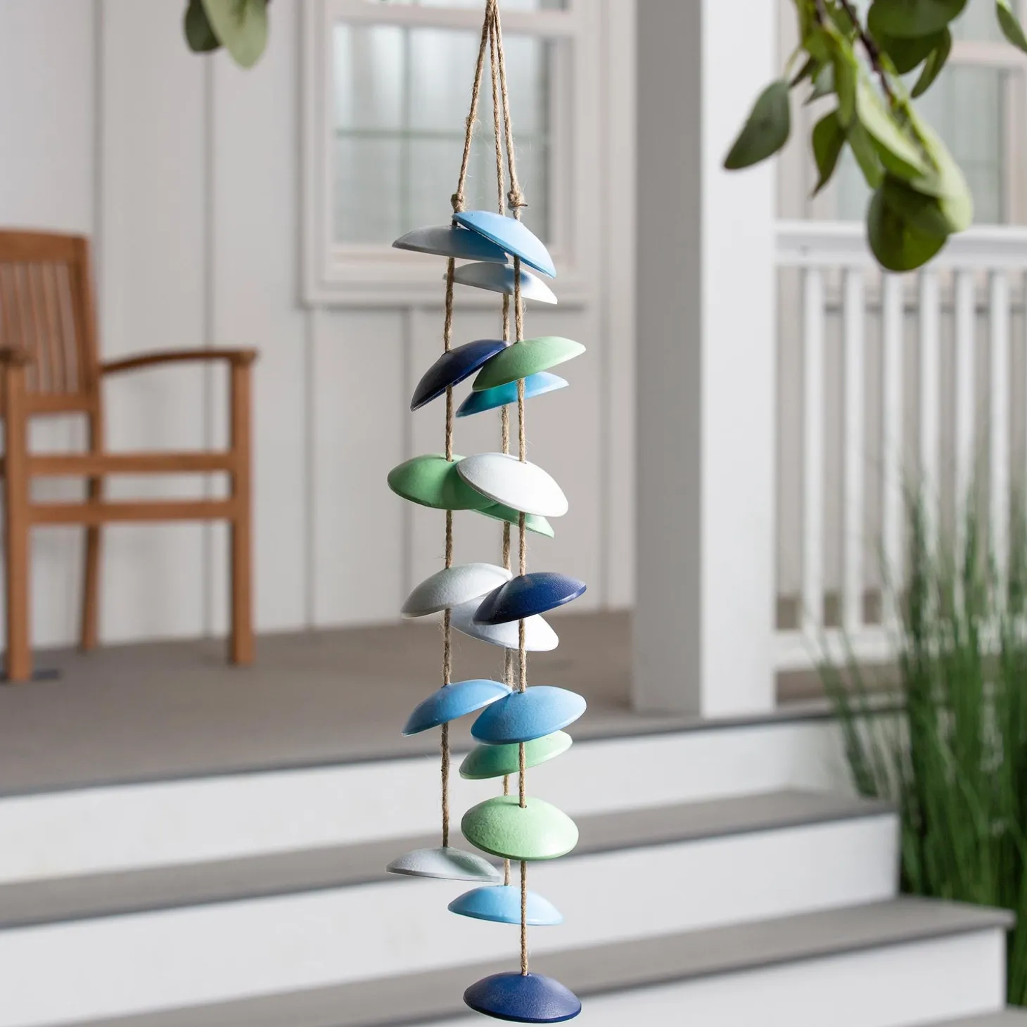 Wind Chimes & Mobiles>Plow & Hearth Multicolor Metal and Jute Wind Chime