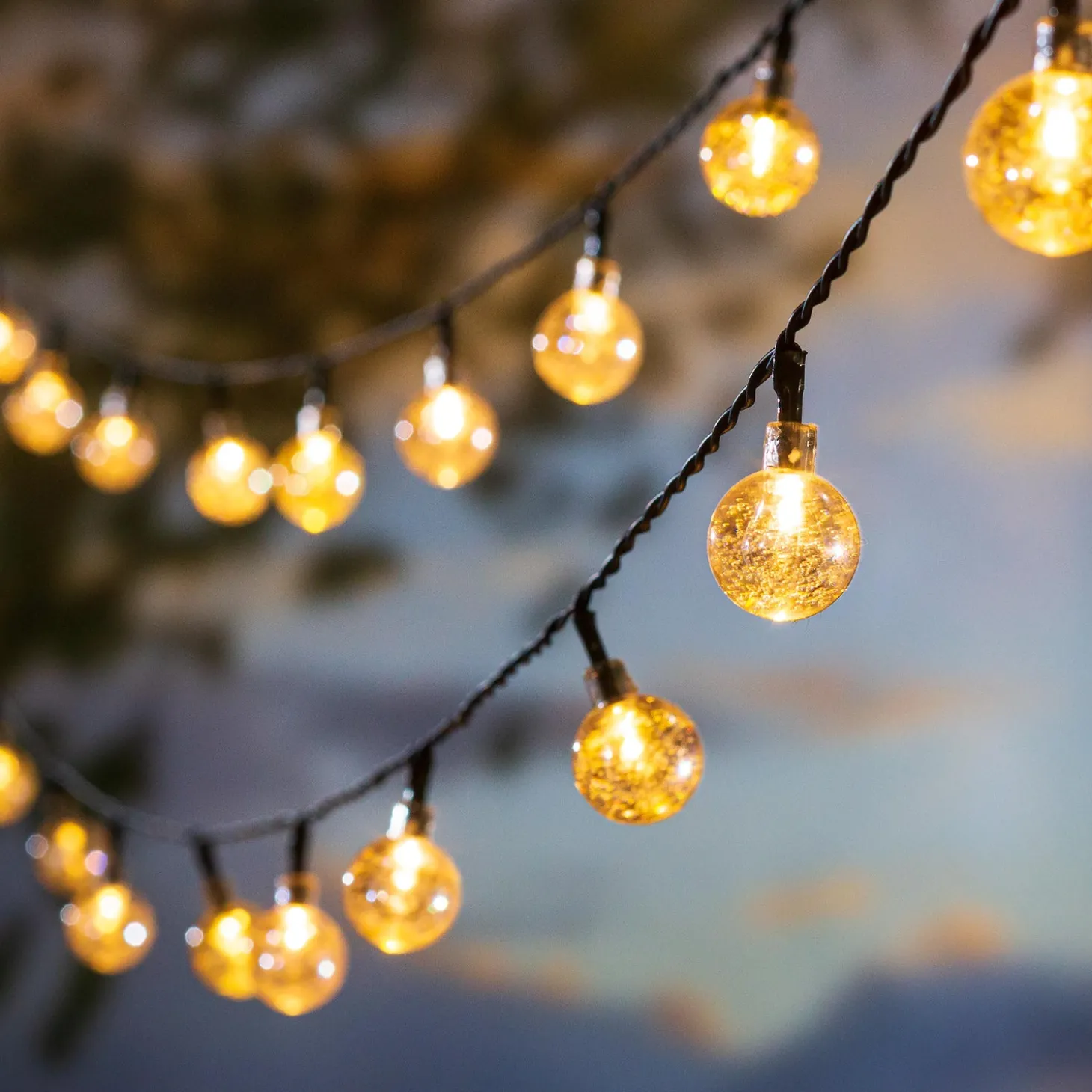 String Lights | Solar Lighting>Plow & Hearth Multi-Function Solar Ball String Lights With Warm White LEDs