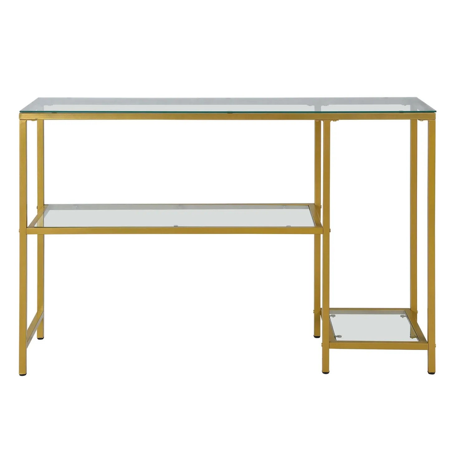 Desks & Console Tables>Plow & Hearth Multi-Functional Tempered Glass Console Table with Shelves Gold