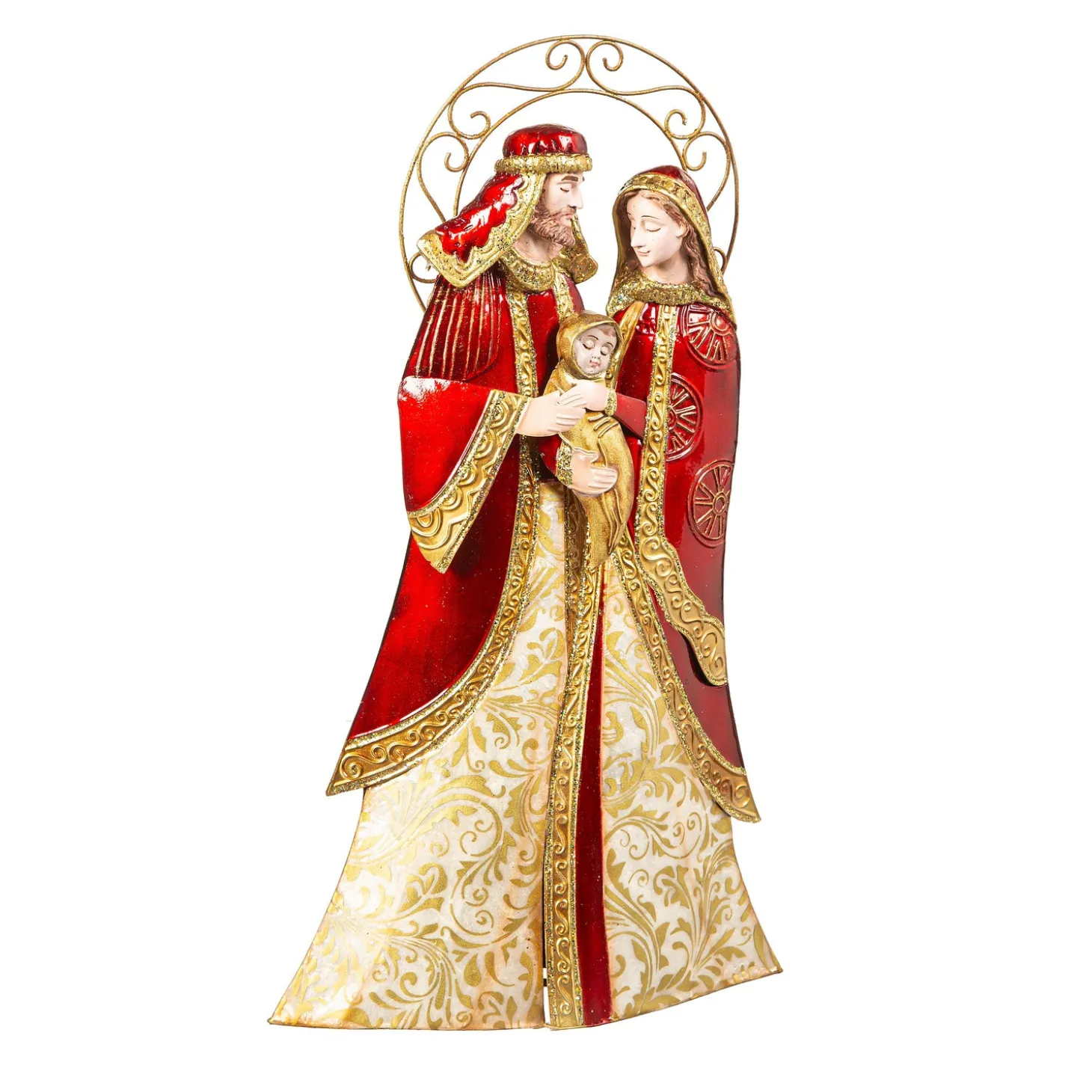 Garden Statues | Decorative Accents>Plow & Hearth Nativity Garden Statue, Metal & Capiz Statue. Holy Family, 16"H