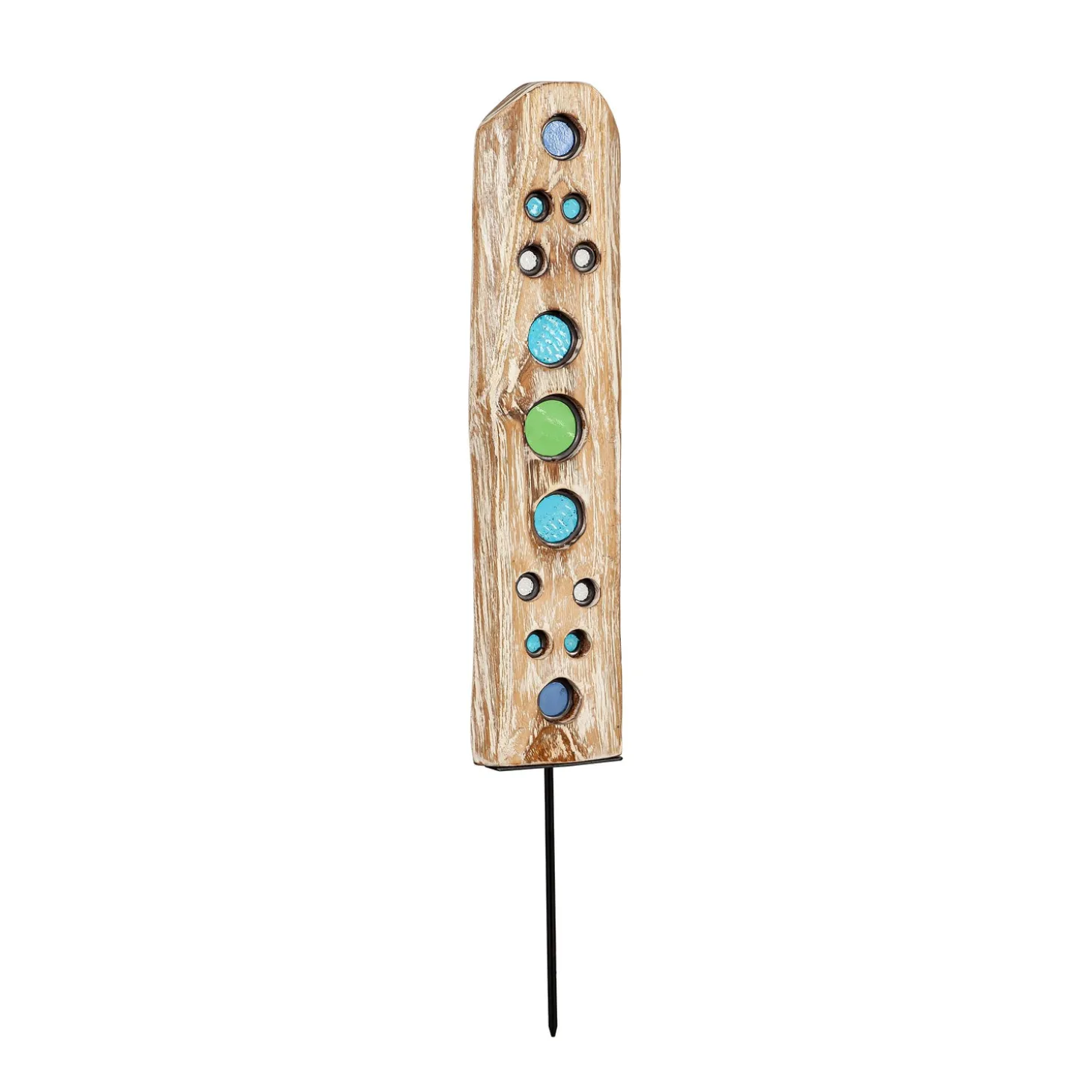 Garden Stakes>Plow & Hearth Natural Driftwood Colorful Glass Statuary, Sequence