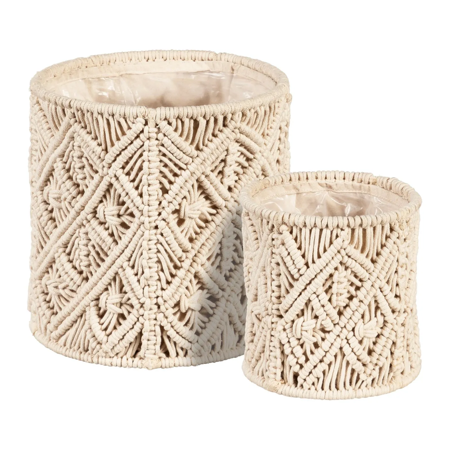 Planters & Plant Stands | Planters & Vases>Plow & Hearth Nesting Macrame Fabric Planters, Set of 2