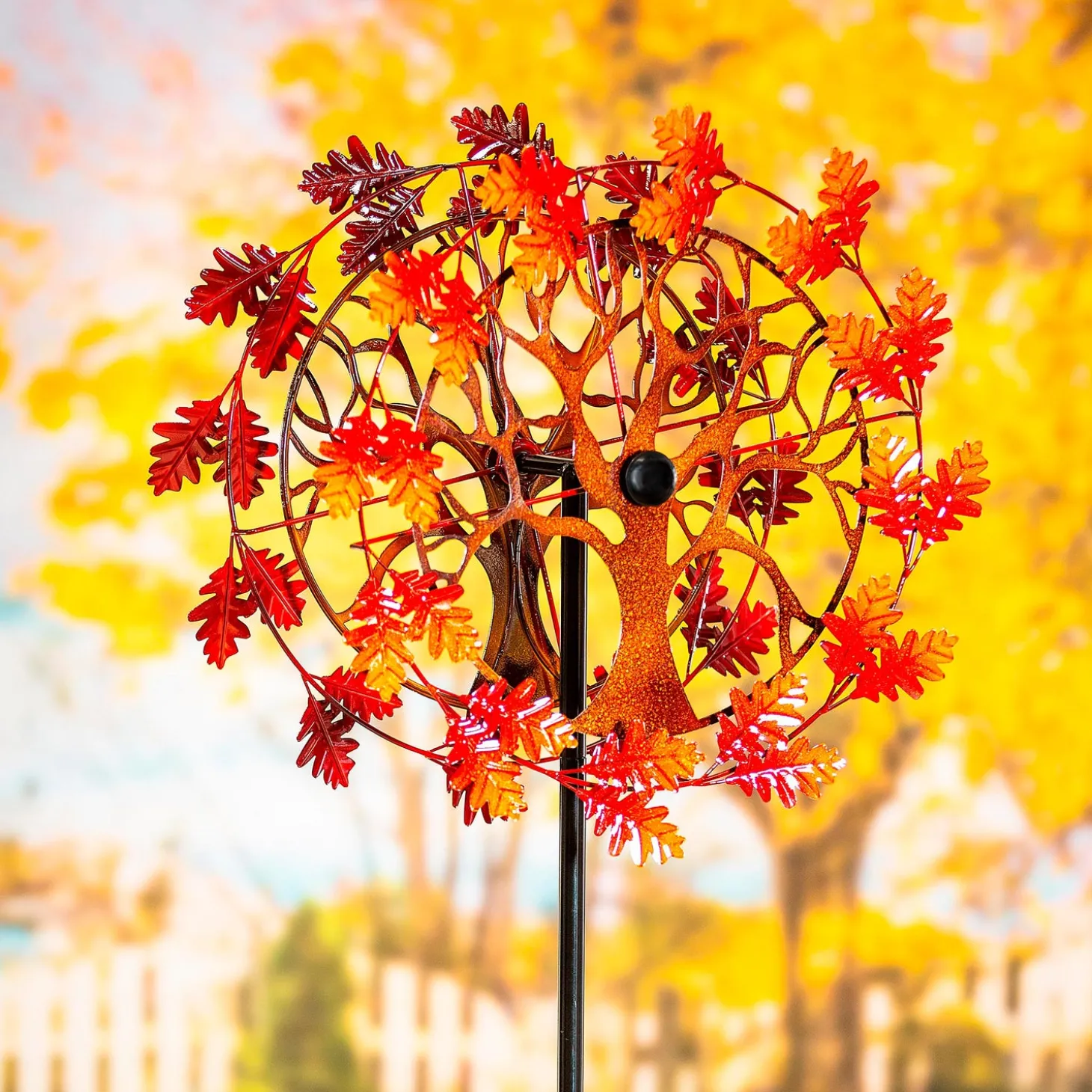 Wind Spinners>Plow & Hearth Oak Leaf Tree of Life Metal Wind Spinner