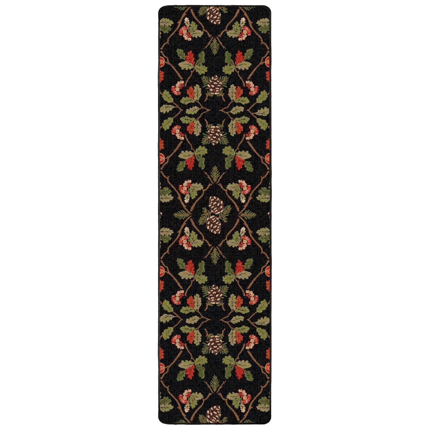 Runners | Hearth Rugs>Plow & Hearth Oakwood Pine Cone and Oak Leaf Rug, 2'1" x 7'8" Runner