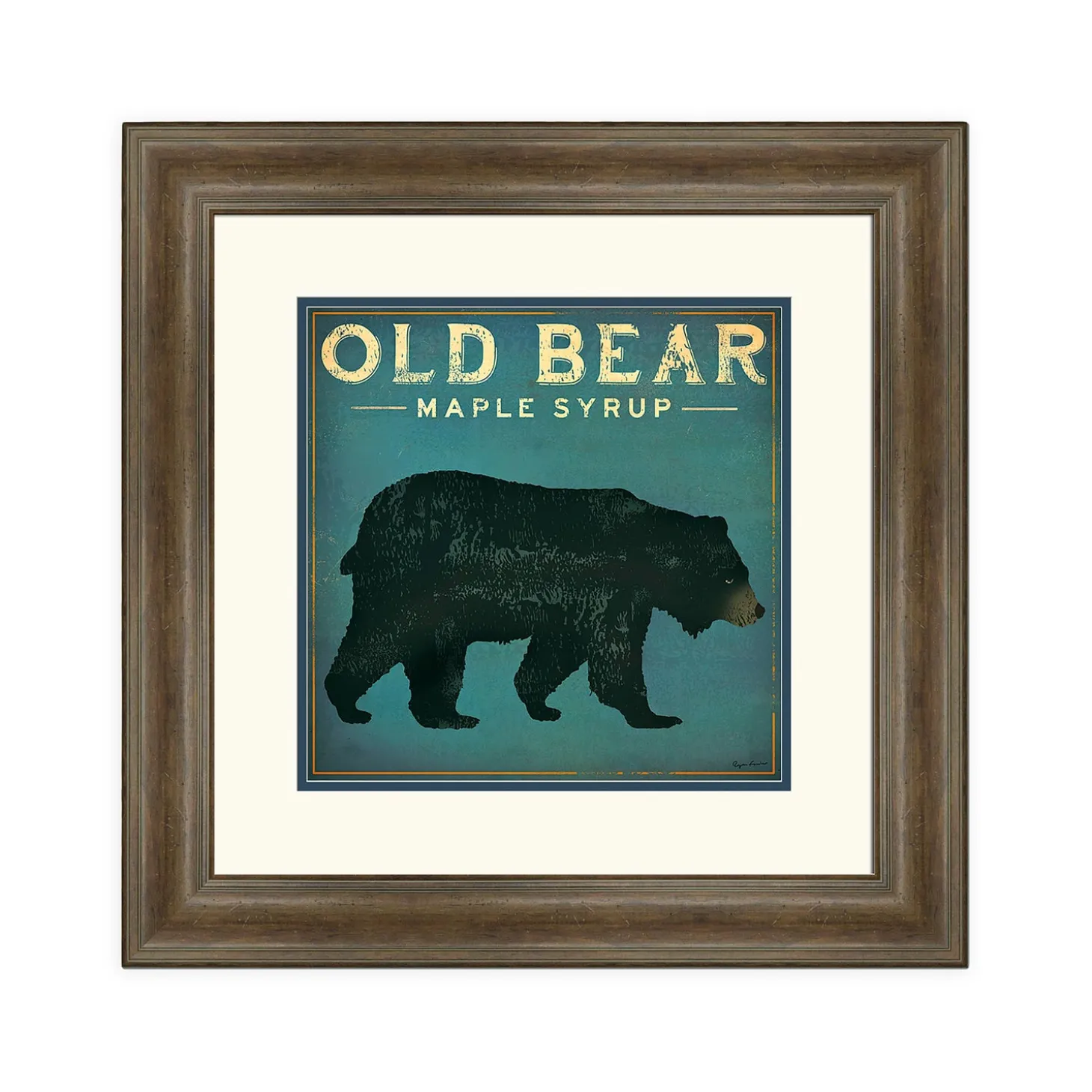 Wall Art>Plow & Hearth Old Bear Maple Syrup Framed Wall Art