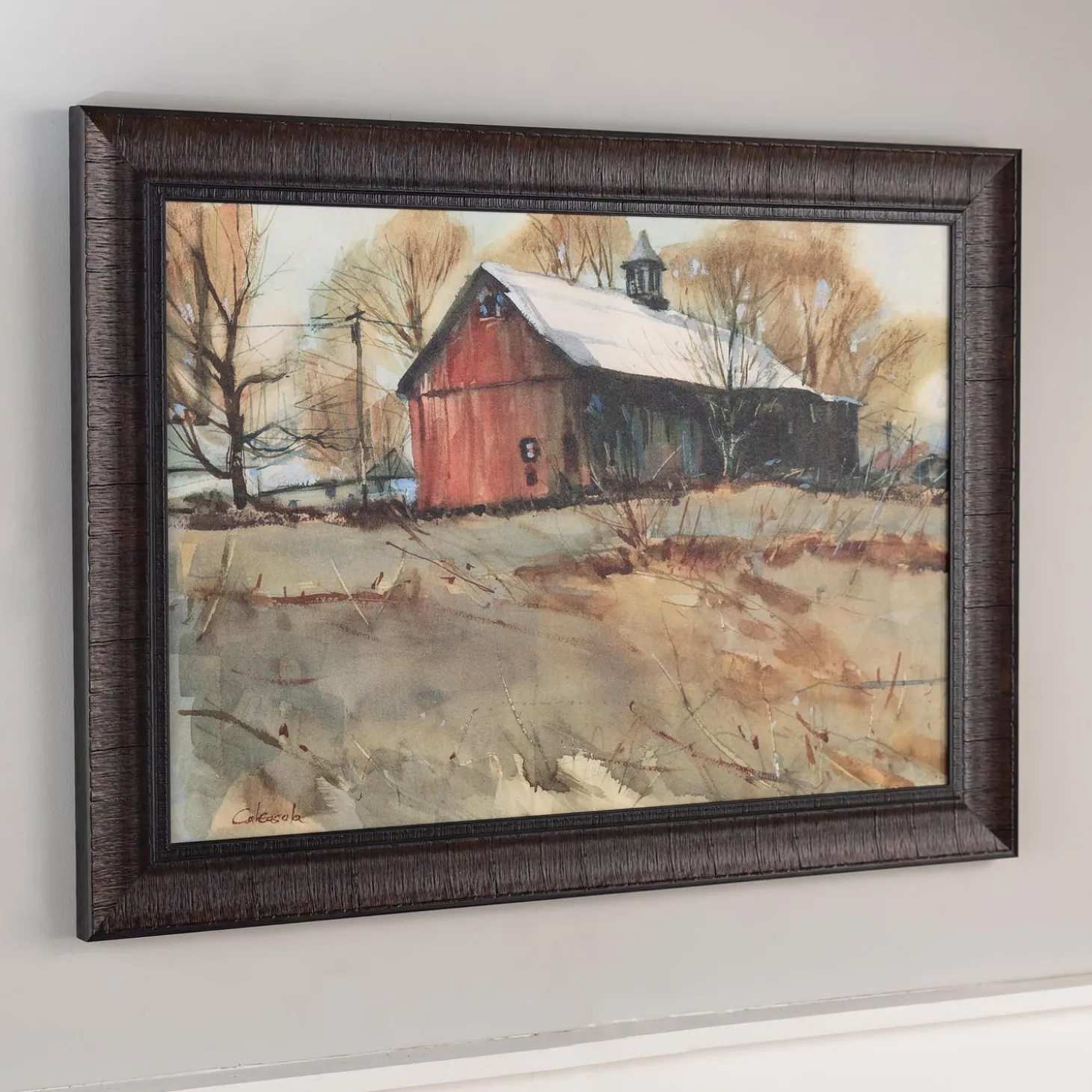 Wall Art>Plow & Hearth Old Cumington Barn Framed Wall Art Painting