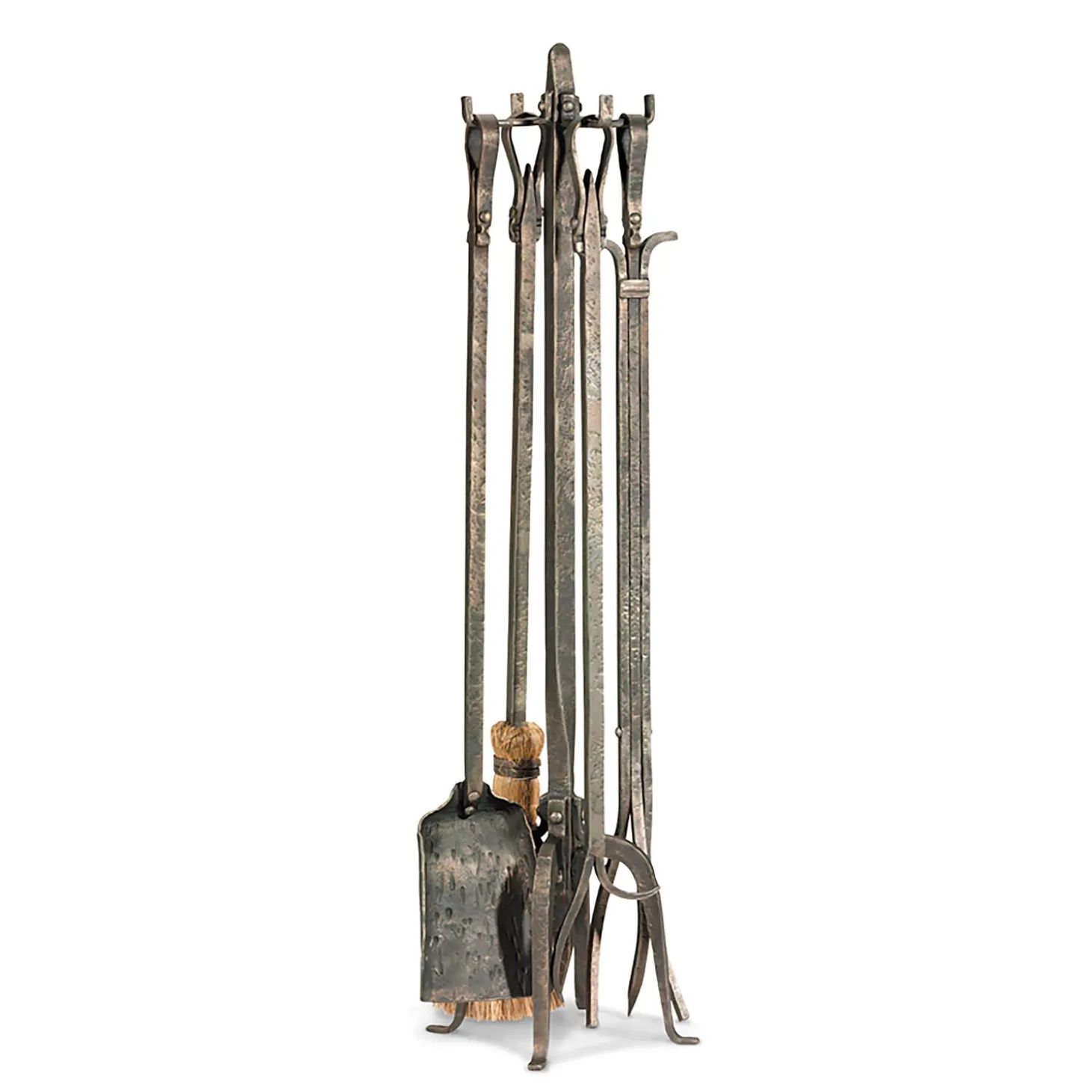 Fireplace Tool Sets>Plow & Hearth Old World Forged Iron Fireplace Tool Set