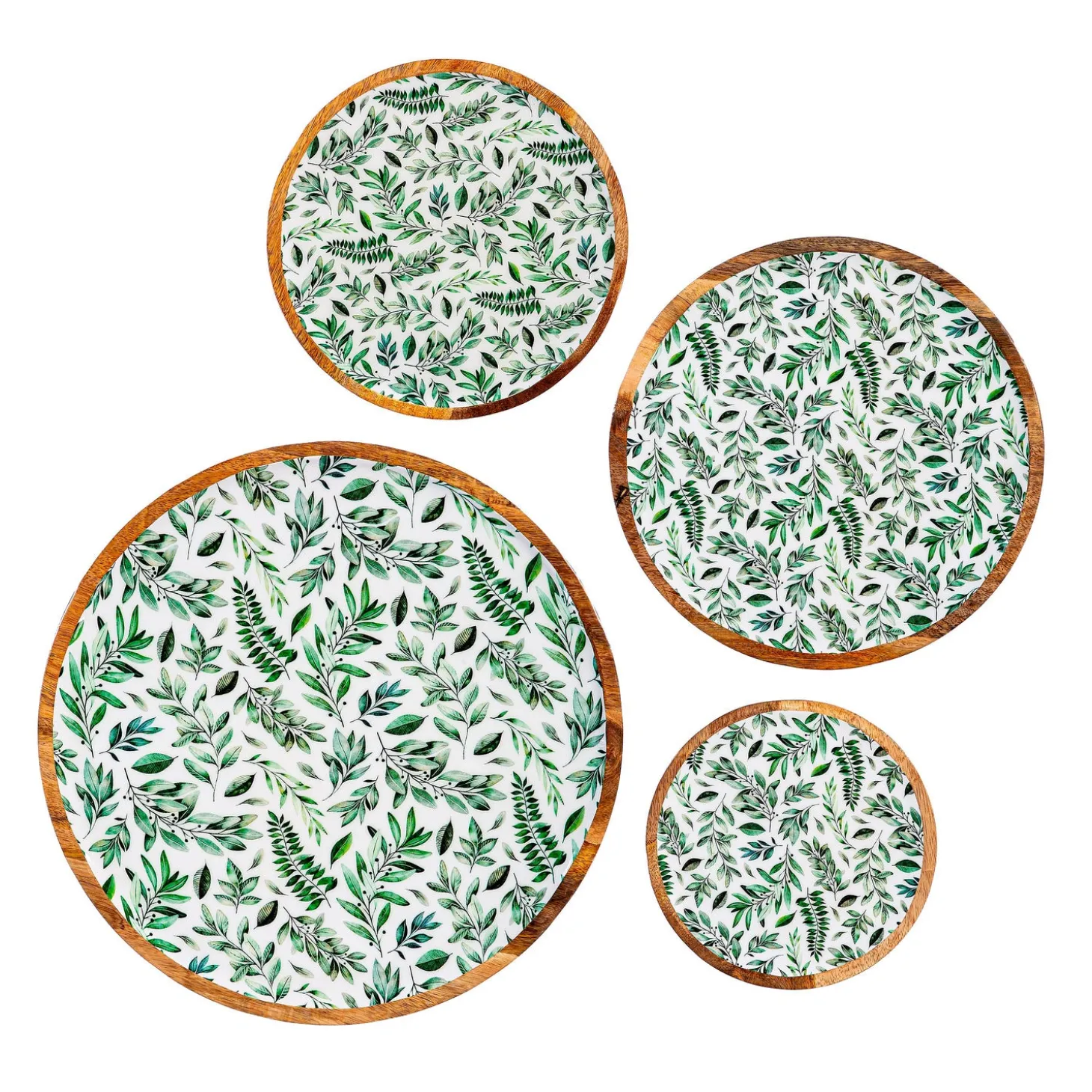 Plates & Platters>Plow & Hearth Olive Oasis Round Wood Platter Set