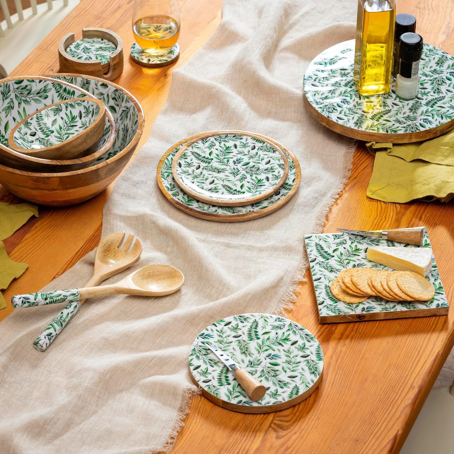 Plates & Platters | Serveware>Plow & Hearth Olive Oasis Wood Bowl Set