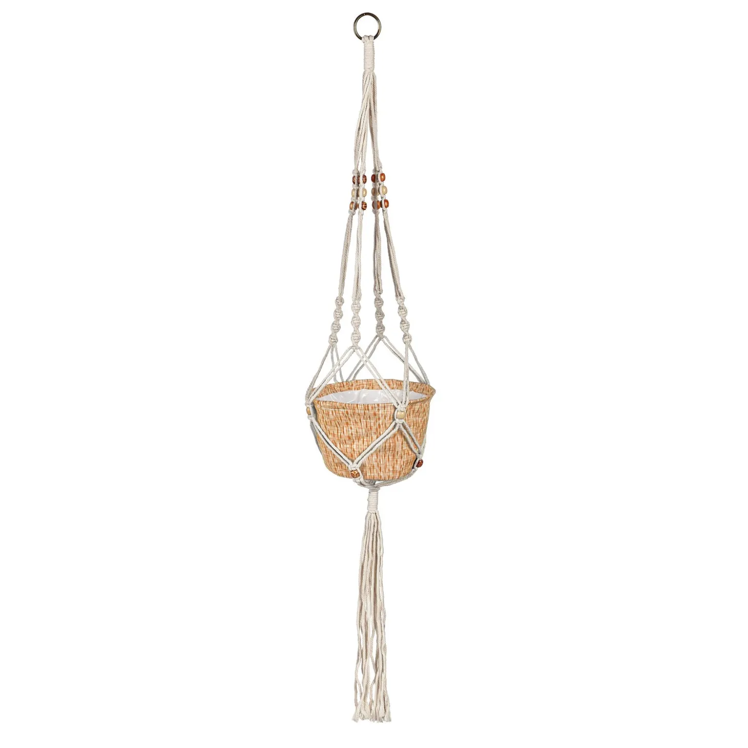 Planters & Plant Stands | Planters & Vases>Plow & Hearth Olivia Fabric Planter with Macrame Holder Ochre