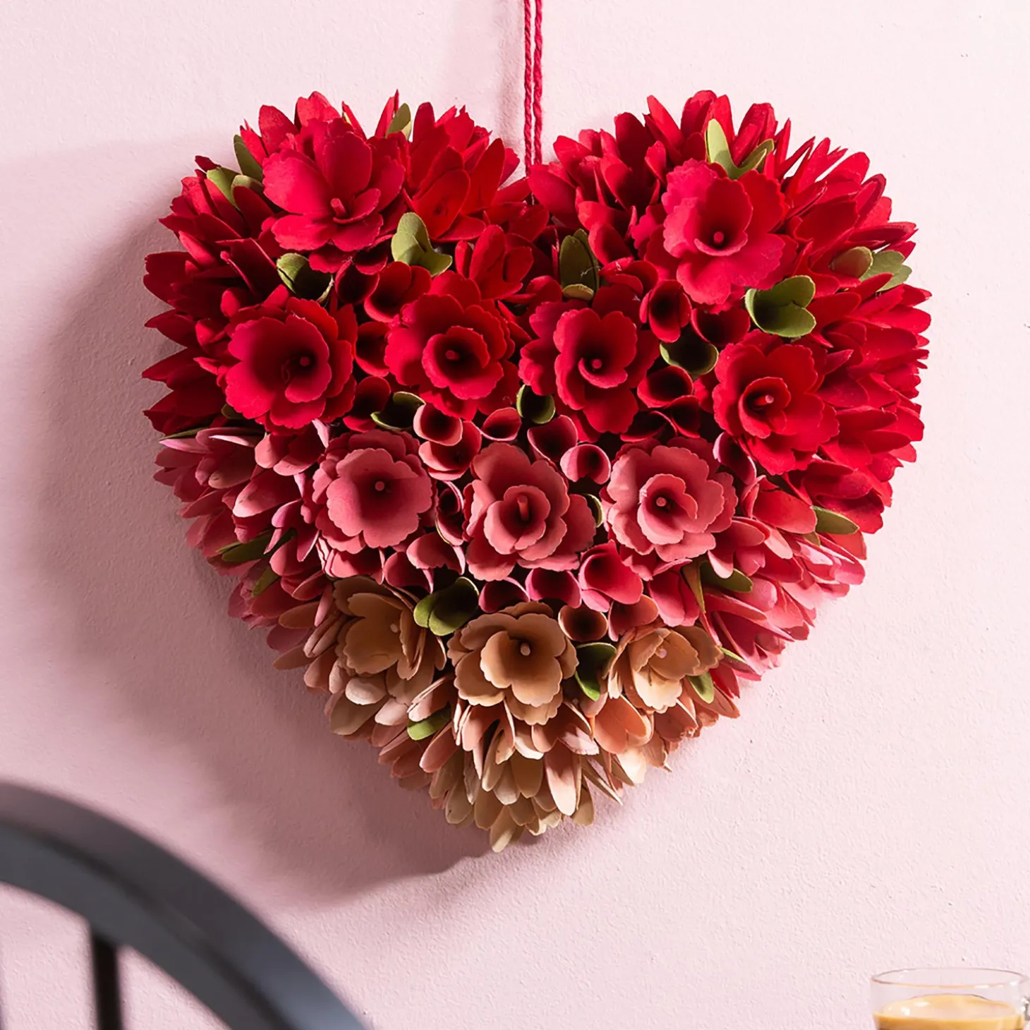 Faux Flowers & Plants>Plow & Hearth Ombre Floral Heart Hanging Décor