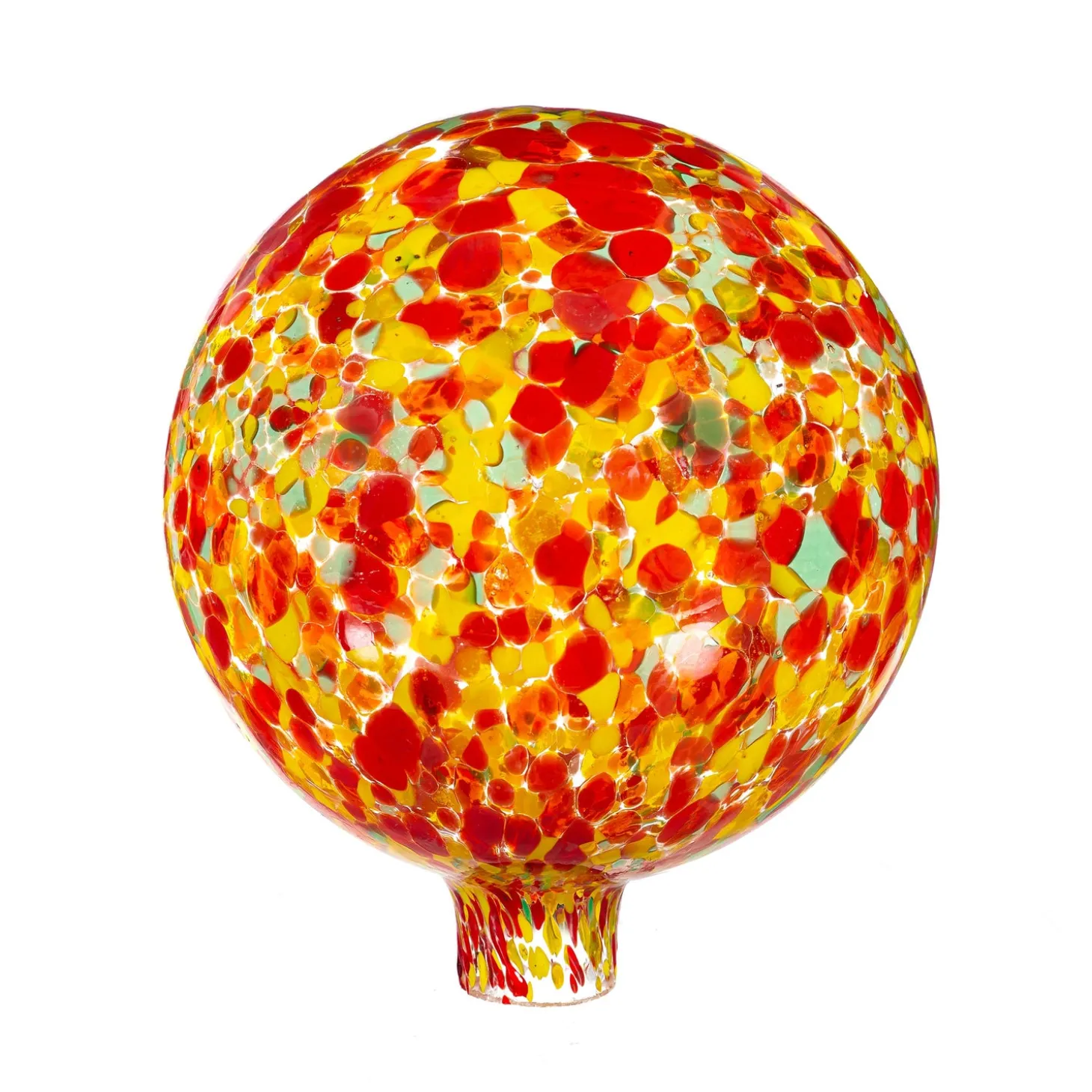 Gazing Balls>Plow & Hearth Orange and Yellow Glass Gazing Ball, 10"