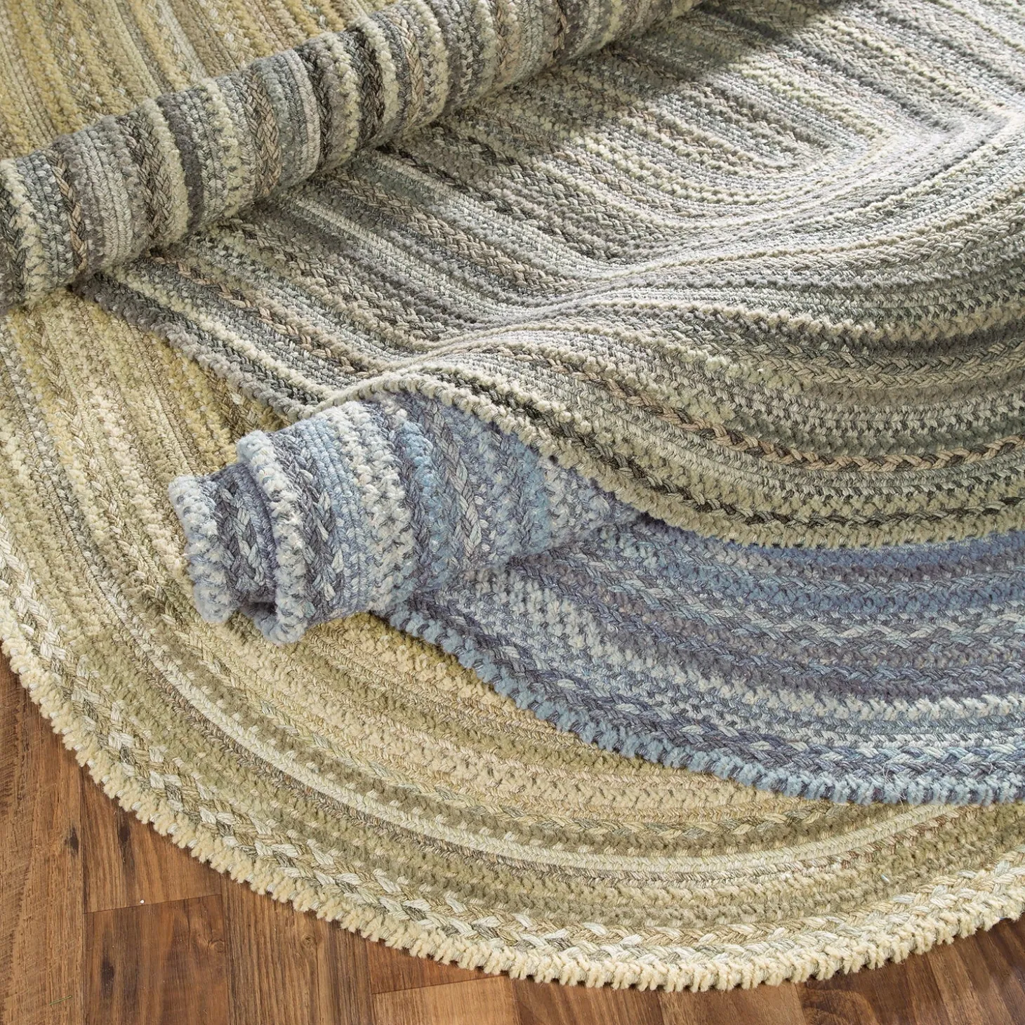 Area Rugs>Plow & Hearth Oval Riverview Wool Blend Braided Rug, 8' x 11'