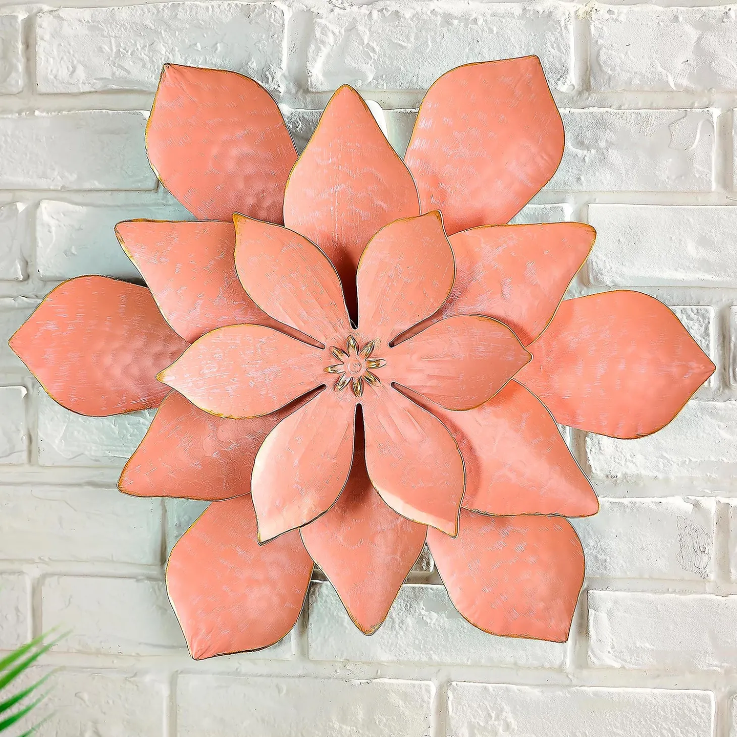 Wall Art>Plow & Hearth Oversized Indoor/Outdoor Metal Flower Wall Art Pink