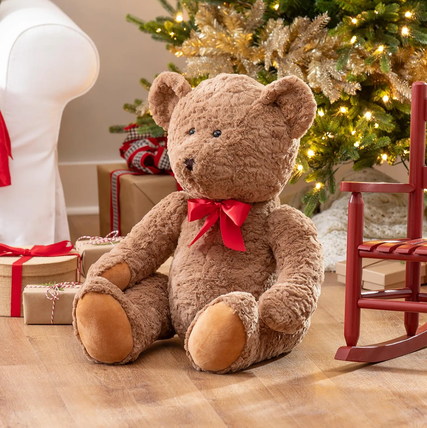 Decorative Accents | Decorative Pillows>Plow & Hearth Oversized Plush Bear with Bow