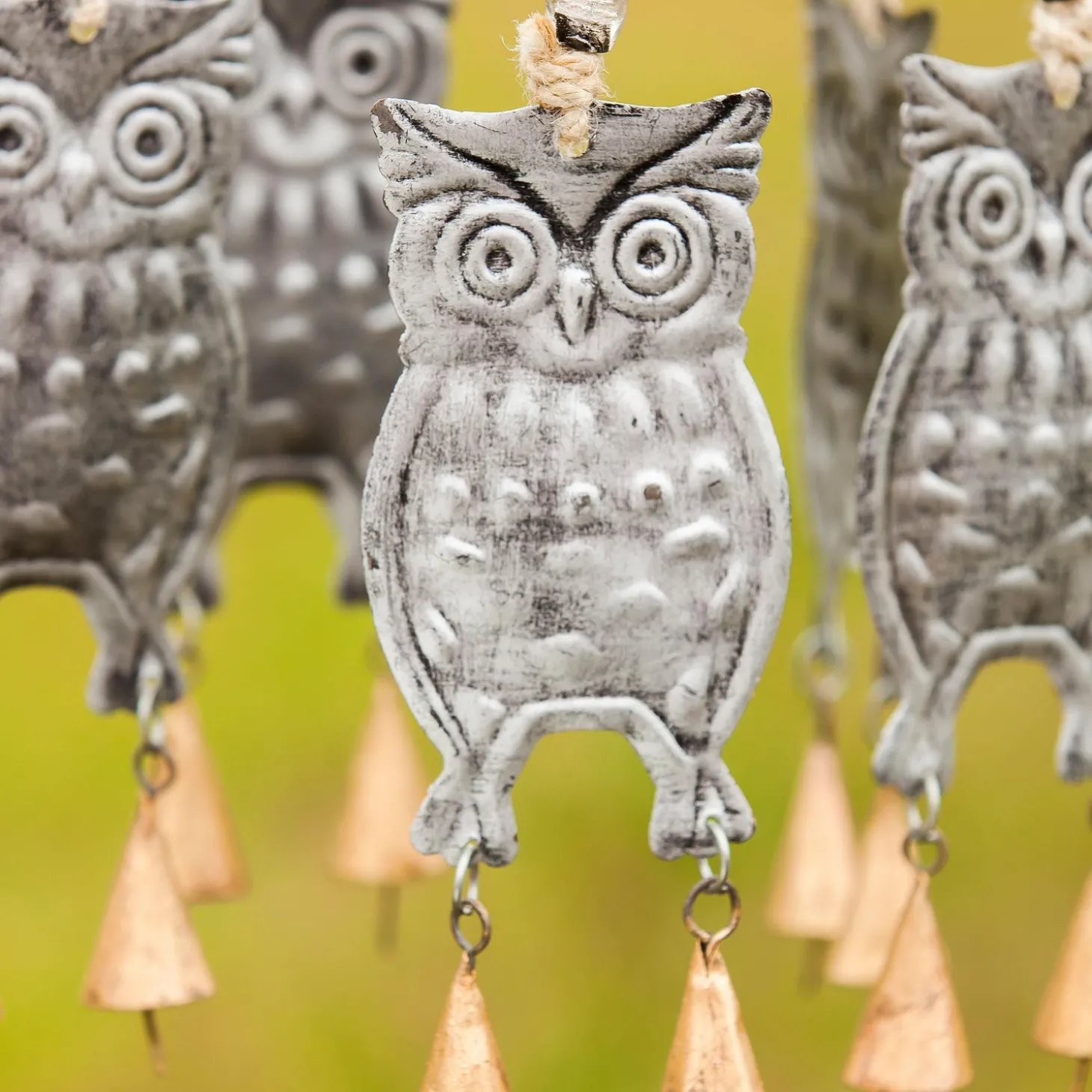 Wind Chimes & Mobiles>Plow & Hearth Owl Garden Bells