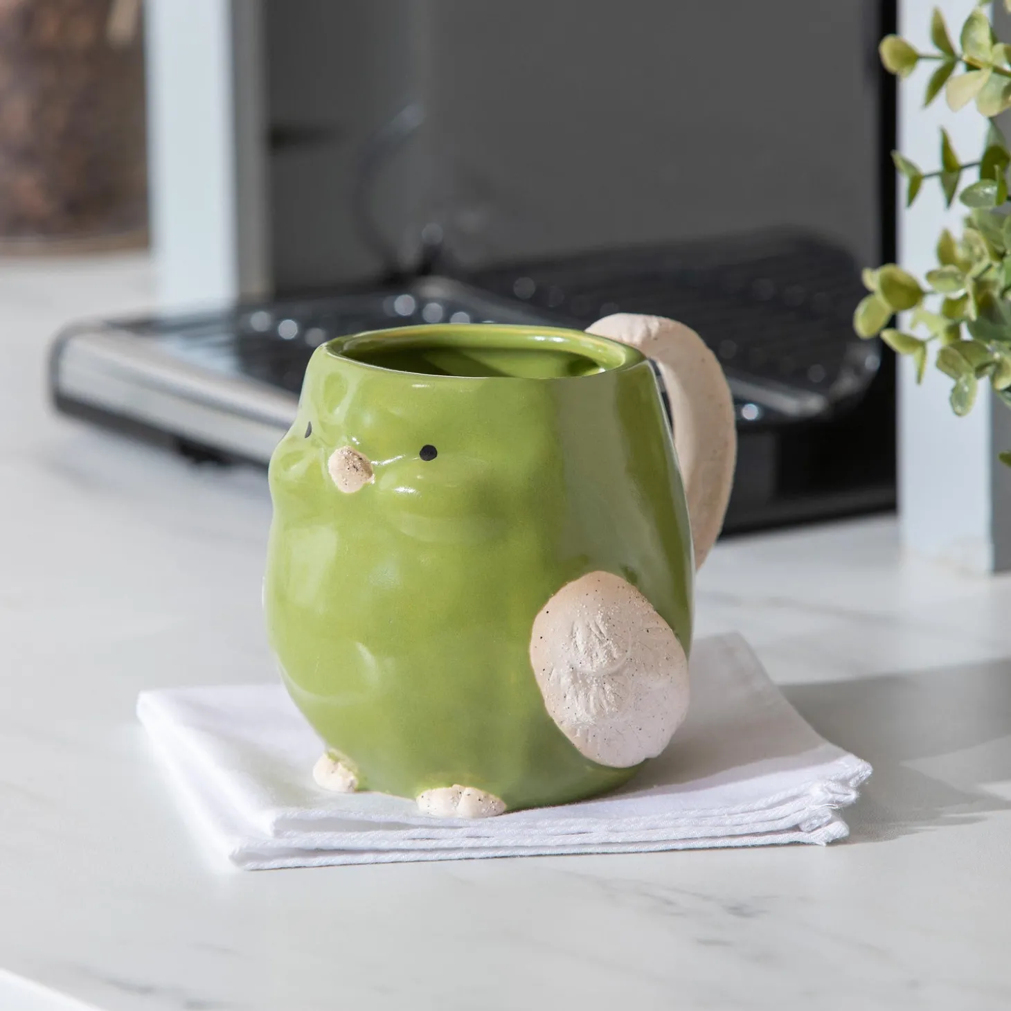 Coffee & Tea Cups>Plow & Hearth 17.5 oz Ceramic Cup with Gift Box, Bird, Green