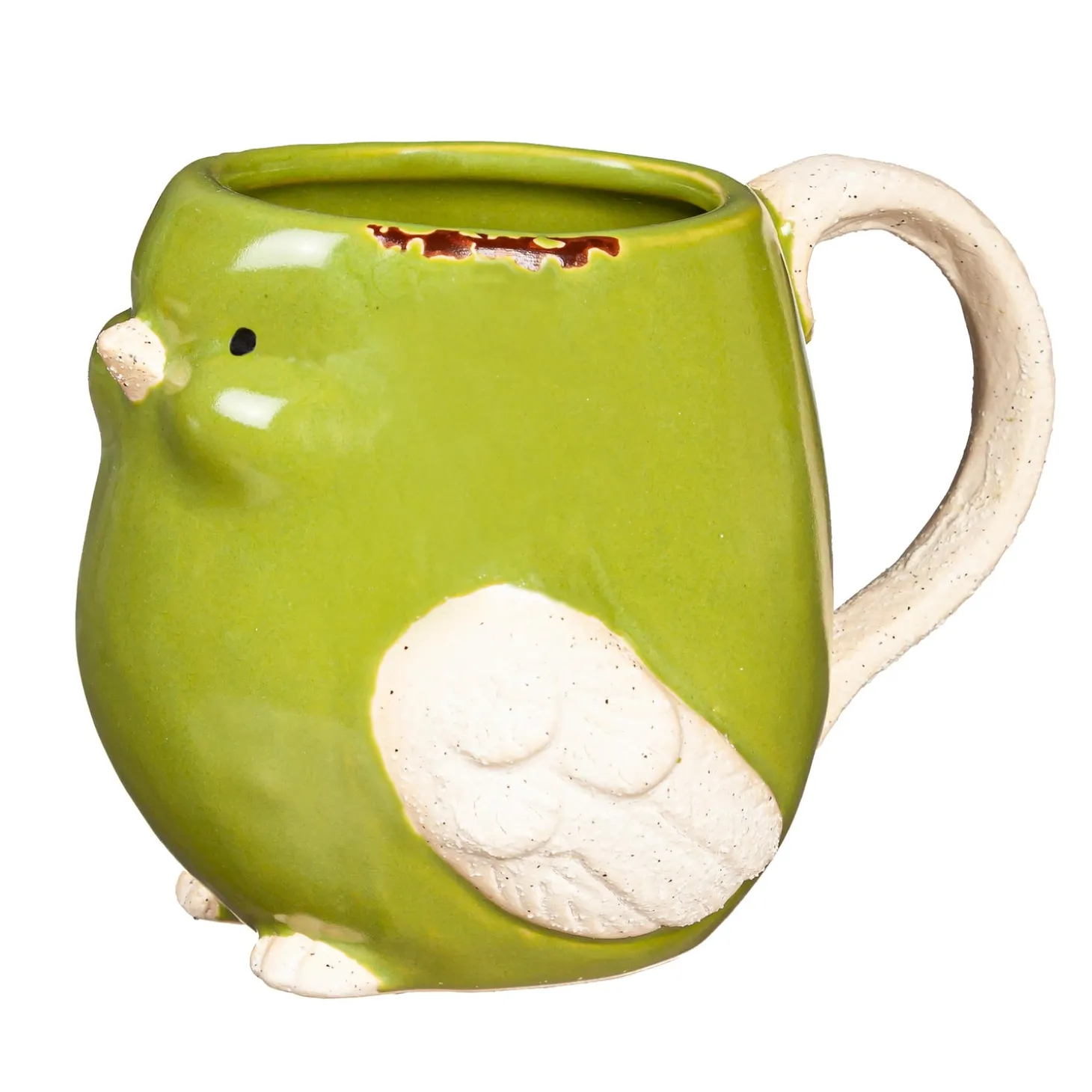 Coffee & Tea Cups>Plow & Hearth 17.5 oz Ceramic Cup with Gift Box, Bird, Green