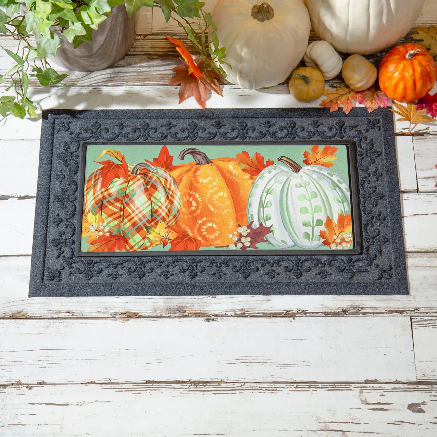 Interchangeable Mats>Plow & Hearth Painted Fall Pumpkins Sassafras Switch Mat