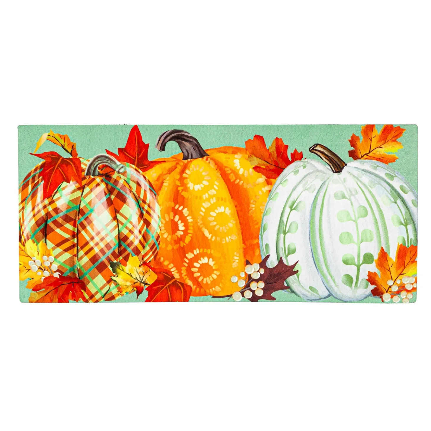 Interchangeable Mats>Plow & Hearth Painted Fall Pumpkins Sassafras Switch Mat