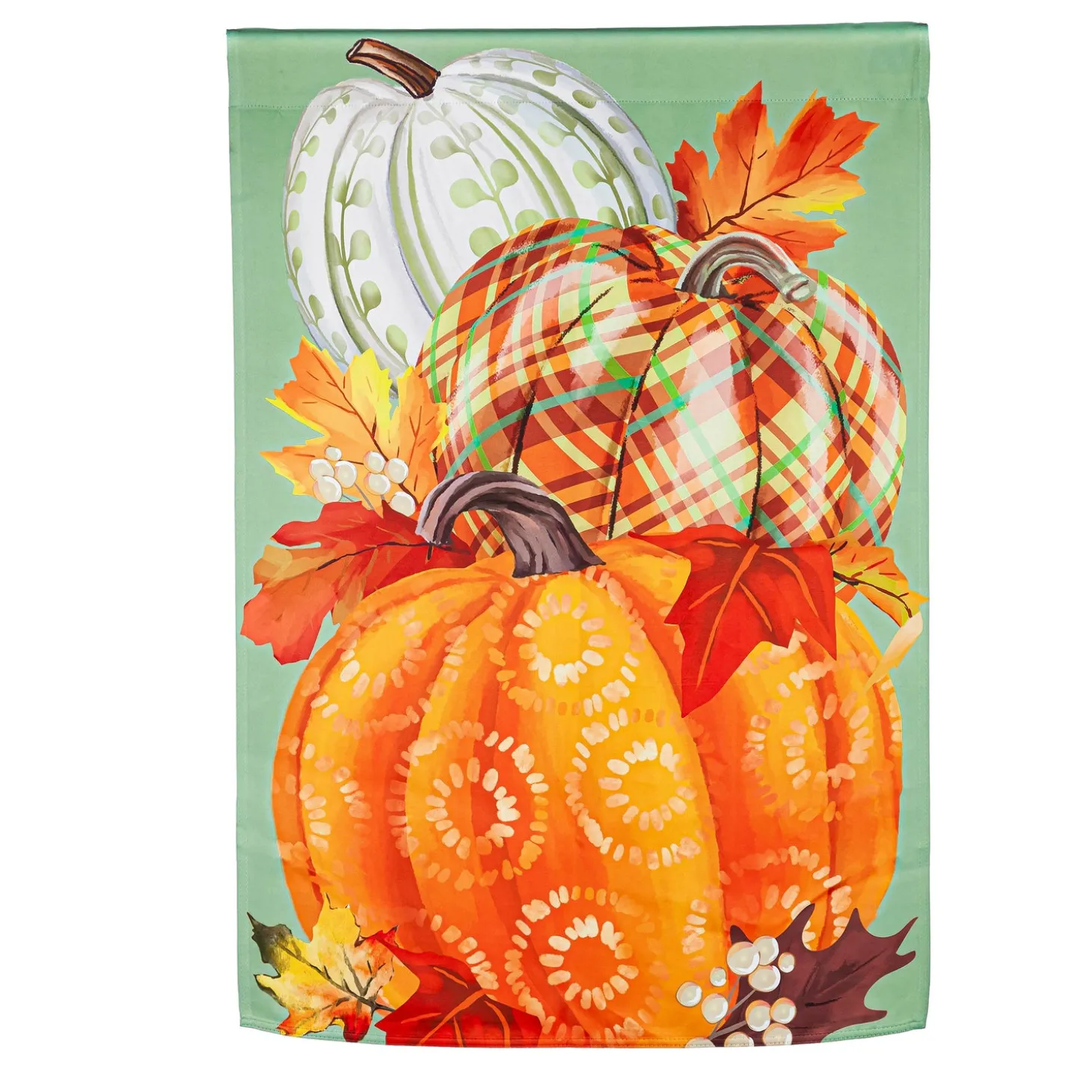 House & Estate Flags>Plow & Hearth Painted Fall Pumpkins Suede House Flag