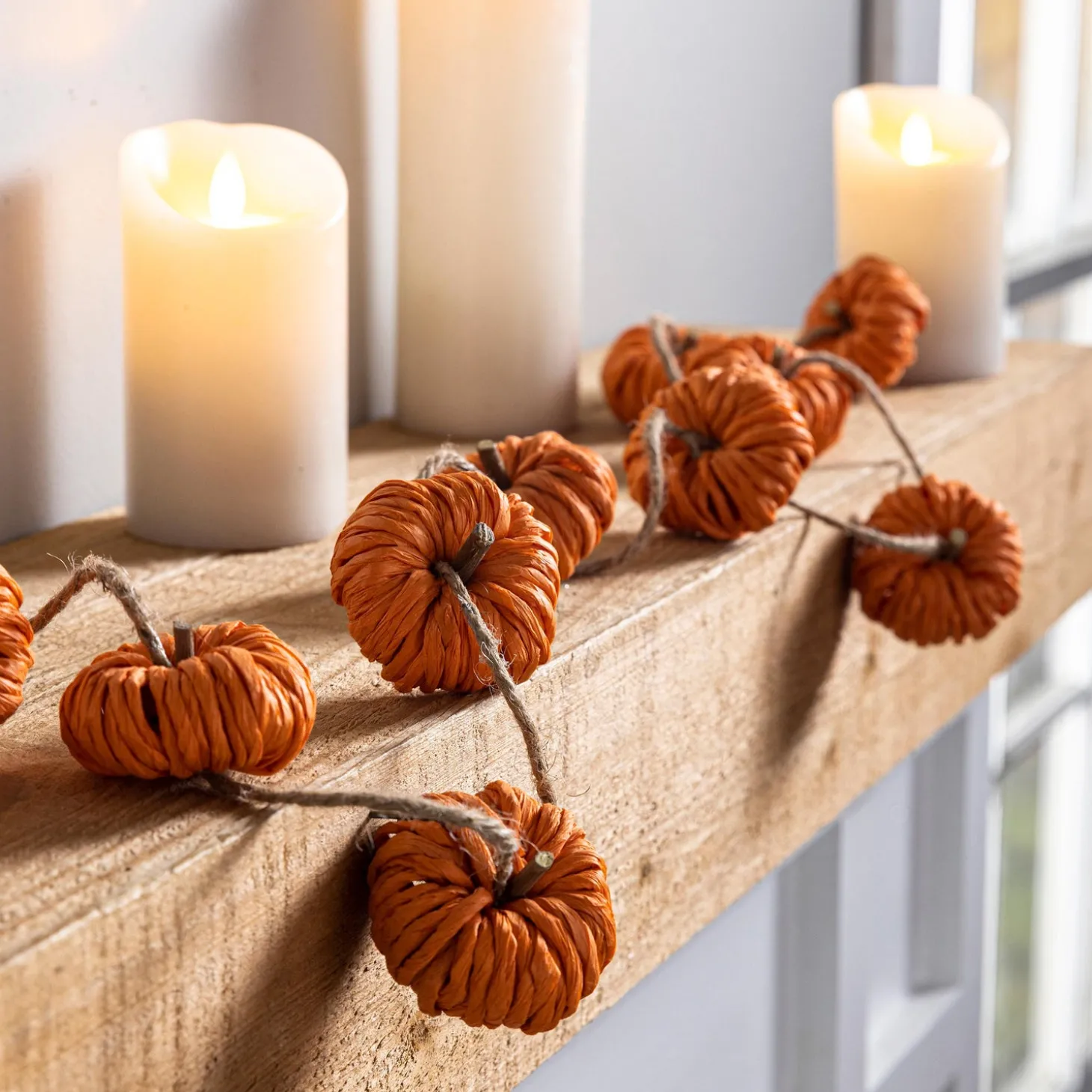 Lighted Trees & Garlands>Plow & Hearth Paper Rope Pumpkin Garland, Orange