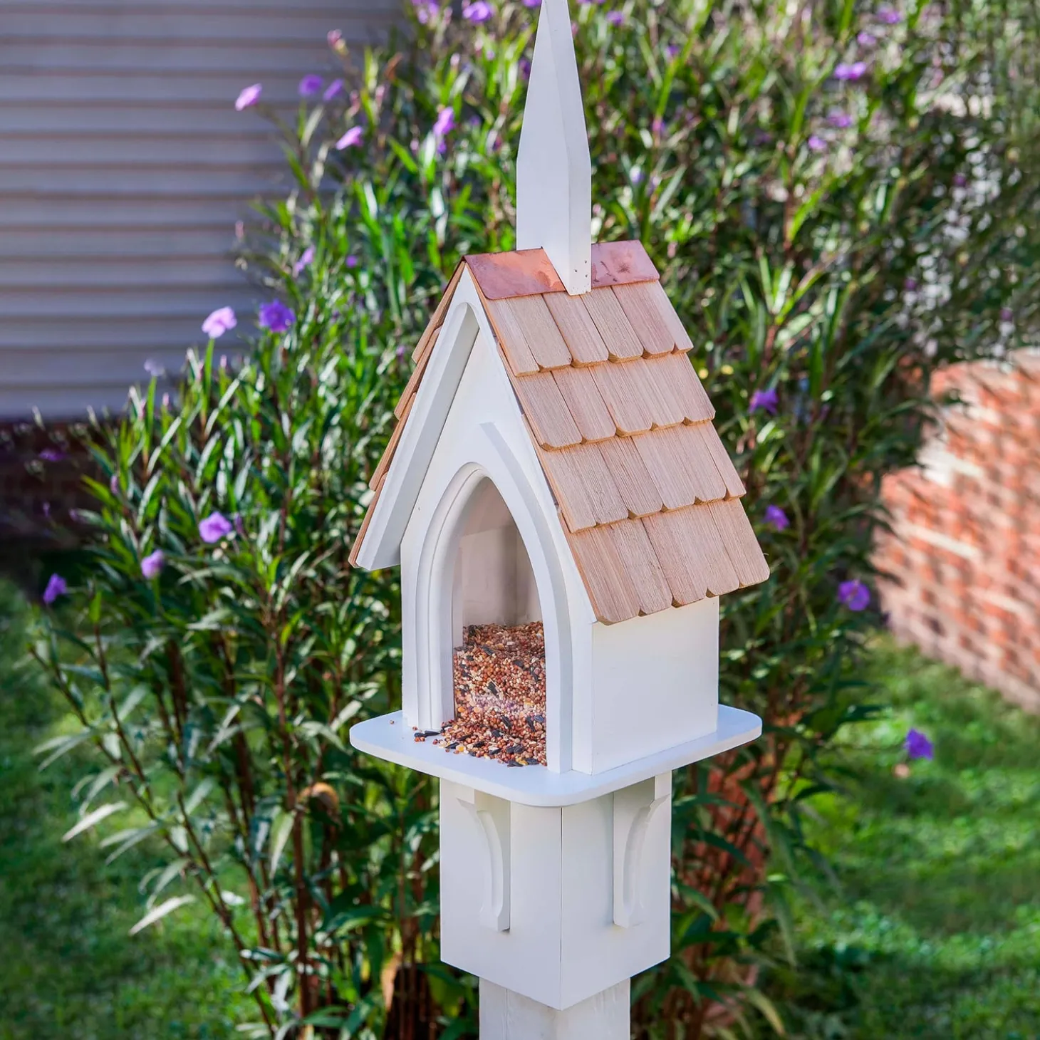 Birdhouses>Plow & Hearth Parish Picnic Cypress and PVC Bird Feeder