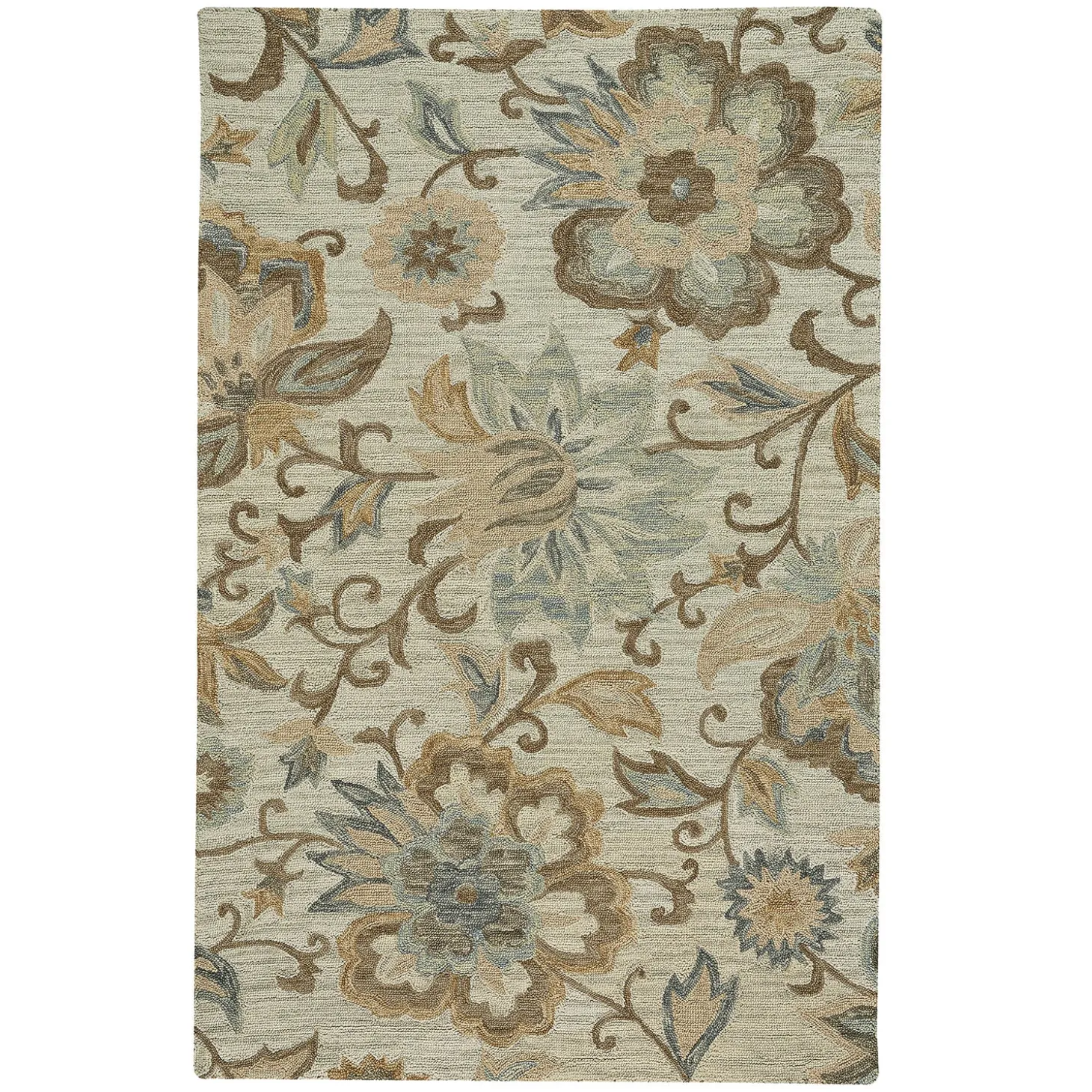 Area Rugs | Hearth Rugs>Plow & Hearth Parkside Wool Floral Rug, 3'6" x 5'6" Natural