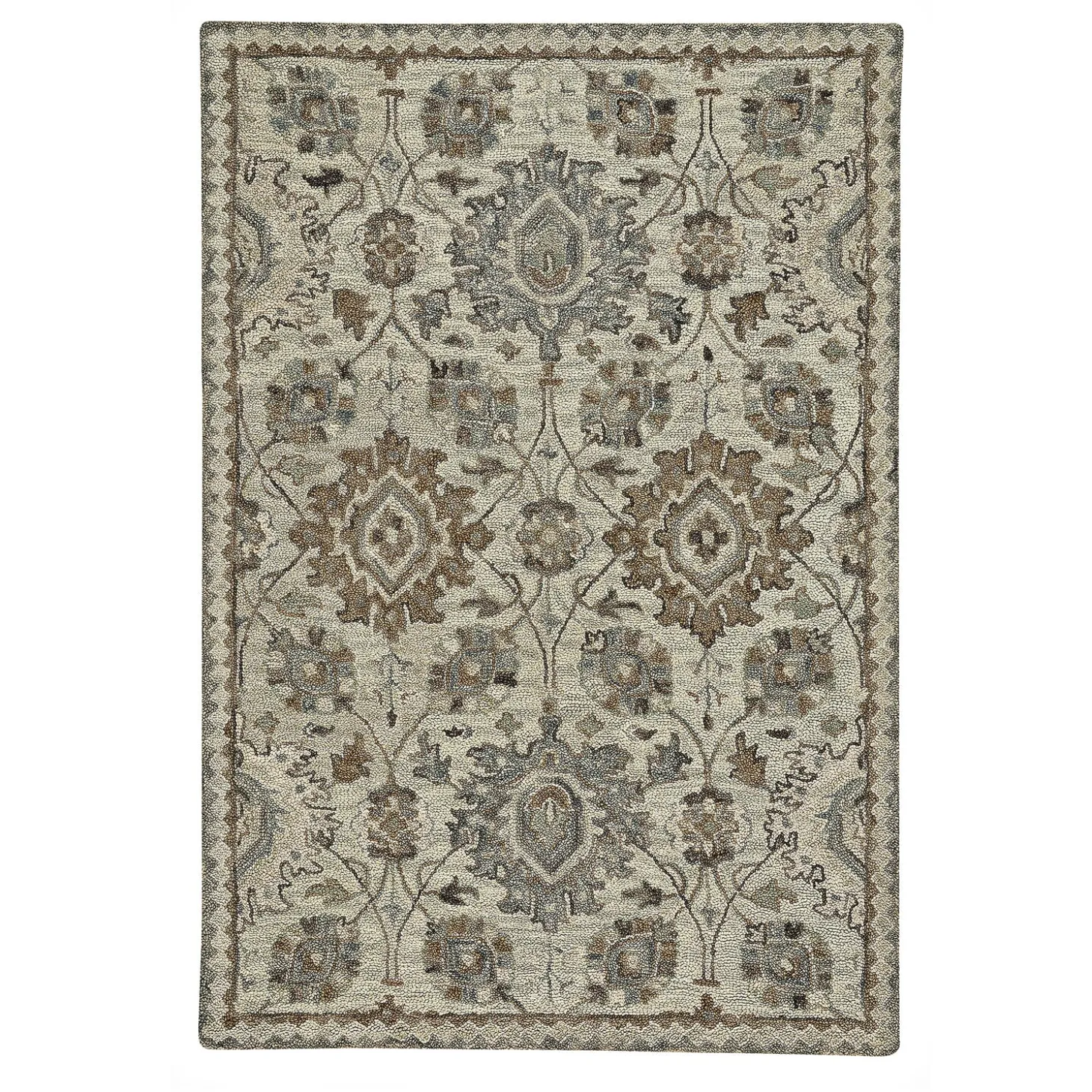 Area Rugs | Hearth Rugs>Plow & Hearth Parkside Wool Medallion Rug, 3'6" x 5'6" Natural