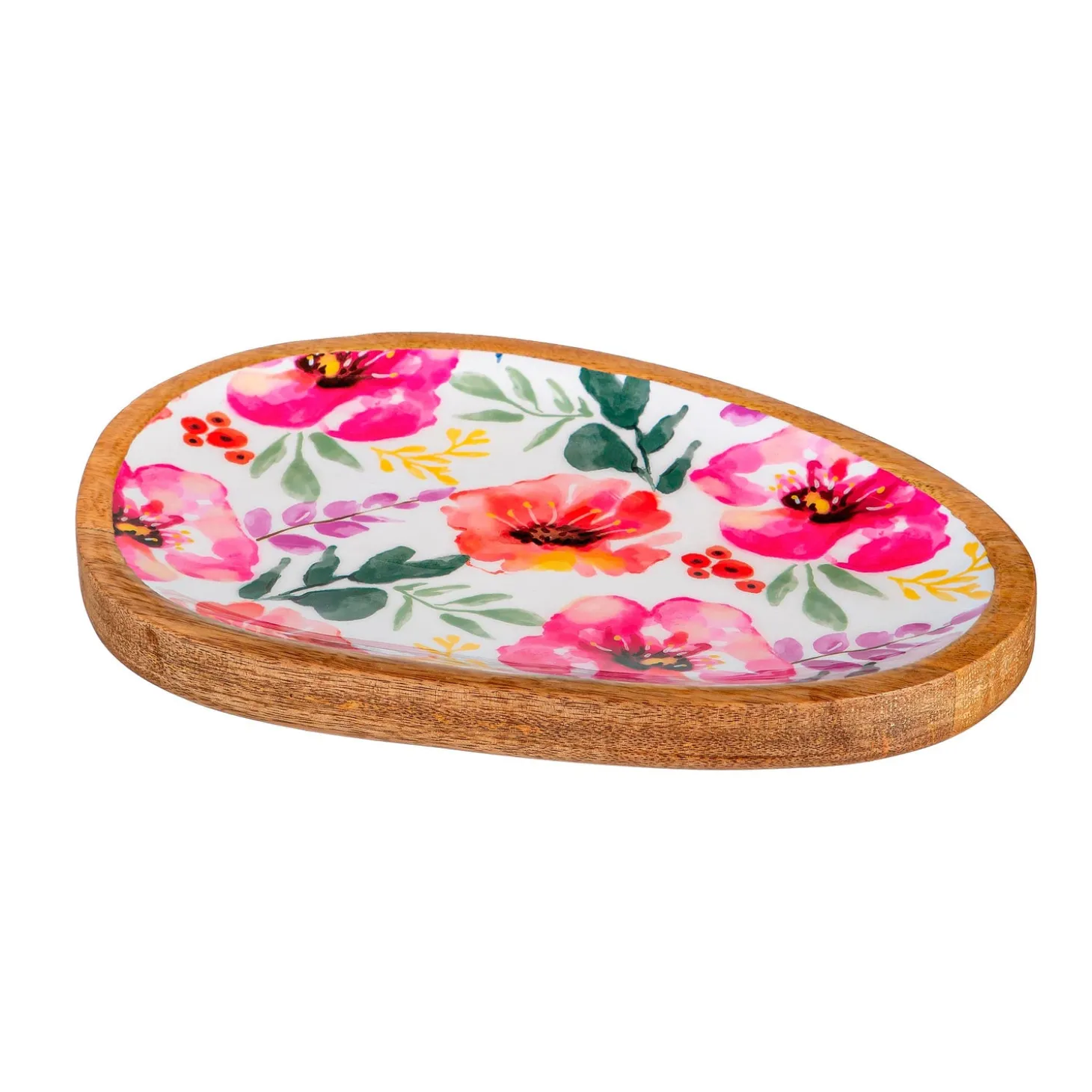 Serveware>Plow & Hearth Pastels of Nature Irregular Shaped Wood Serving Tray, 12"L