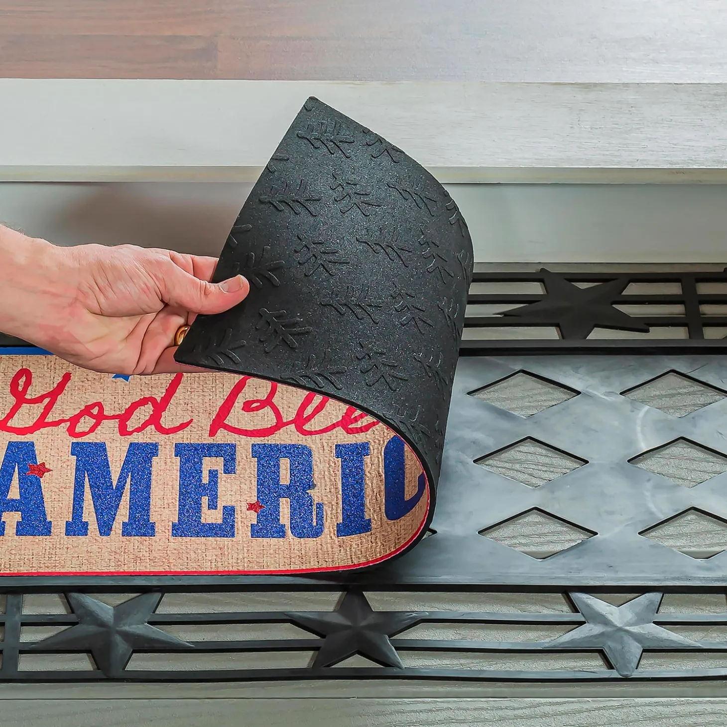 Fabric Door Hangers>Plow & Hearth Patriotic Door Decor and Sassafras Mat Set