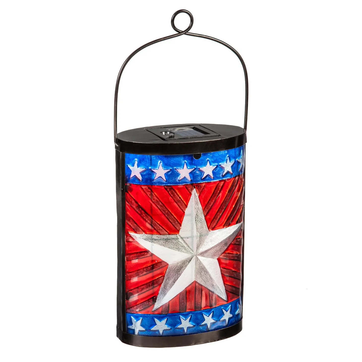 Solar Accents | Lighted Garden Decorations>Plow & Hearth Patriotic Star Flag Solar Lantern