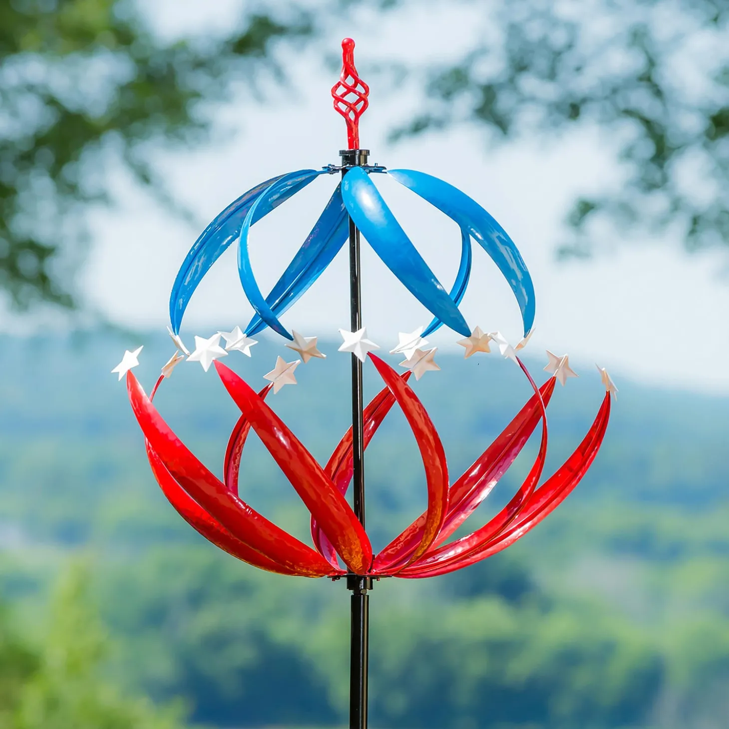 Wind Spinners>Plow & Hearth Patriotic Stars Wind Spinner