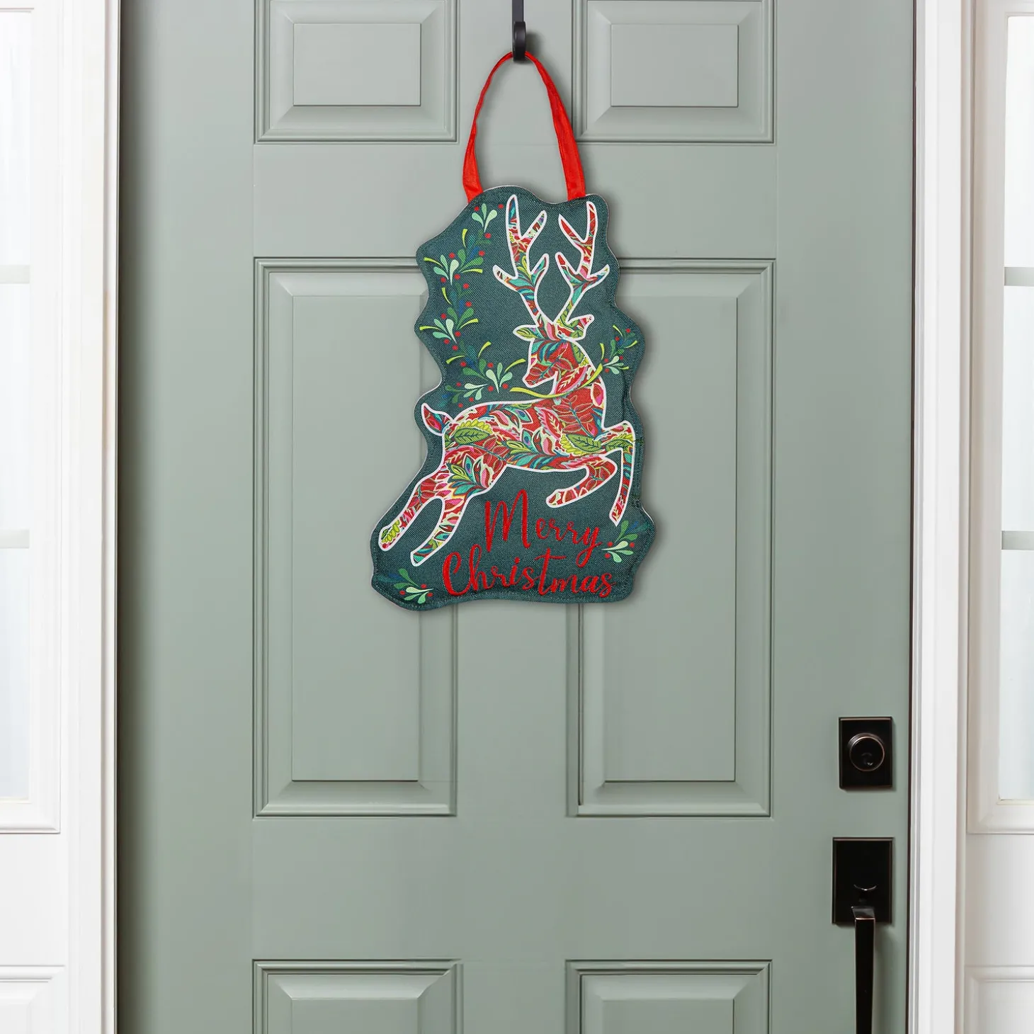 Fabric Door Hangers>Plow & Hearth Patterned Reindeer Door Décor