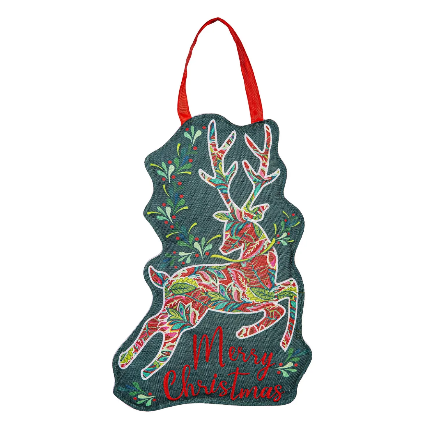 Fabric Door Hangers>Plow & Hearth Patterned Reindeer Door Décor