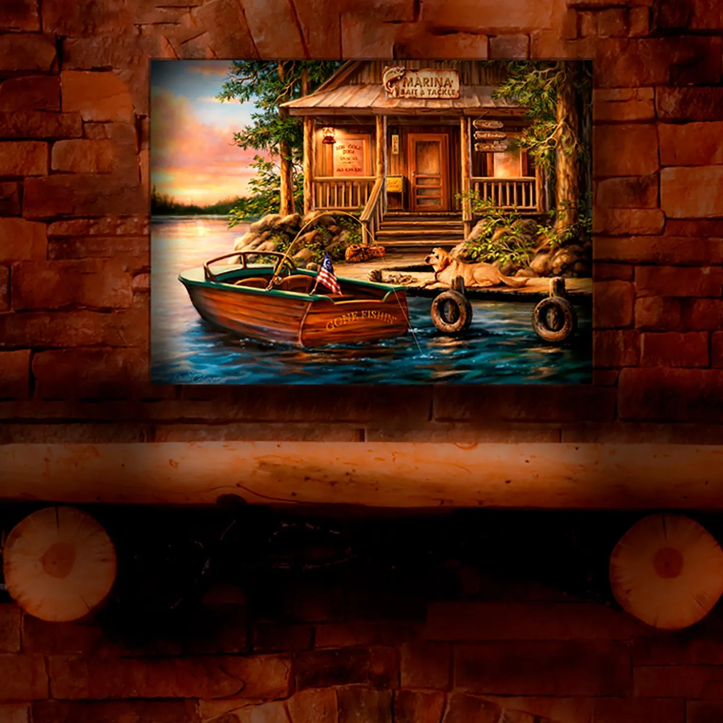 Wall Art | Lighted Accents>Plow & Hearth Personalized Illuminated Marina Wall Art Canvas